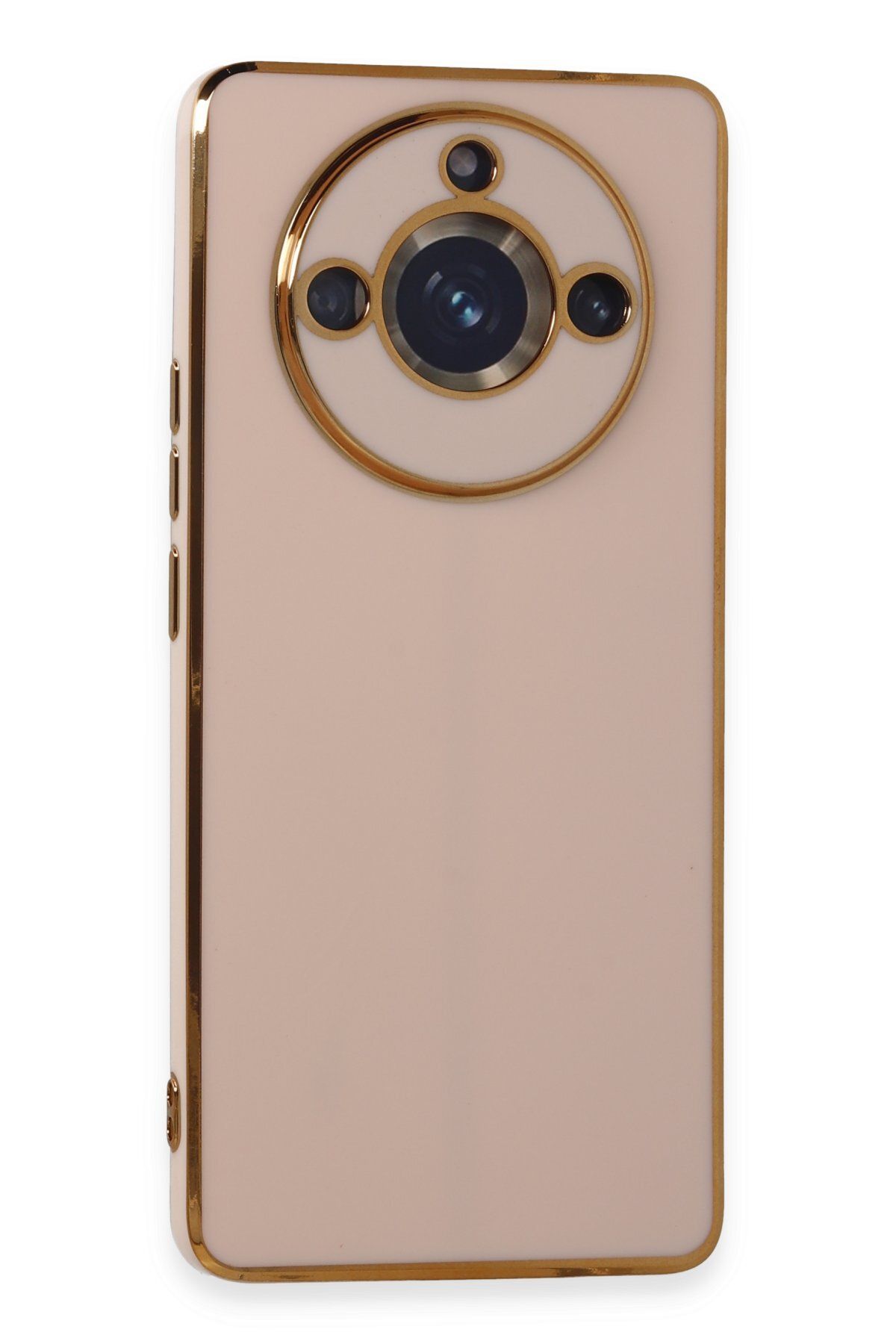 AQUA AKSESUAR Realme 11 Pro Uyumlu Parlak Altın Kenarlı Kamera Korumalı Dayanıklı Kılıf - Pembe
