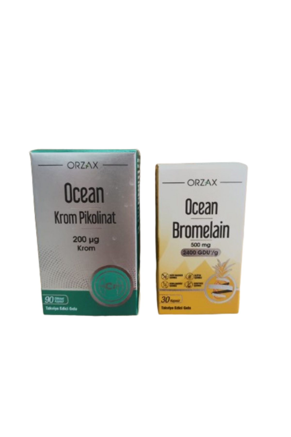 Ocean Krom Pikolinat 90 Kapsül+Ocean Bromelain 30 Kapsül ikili paket