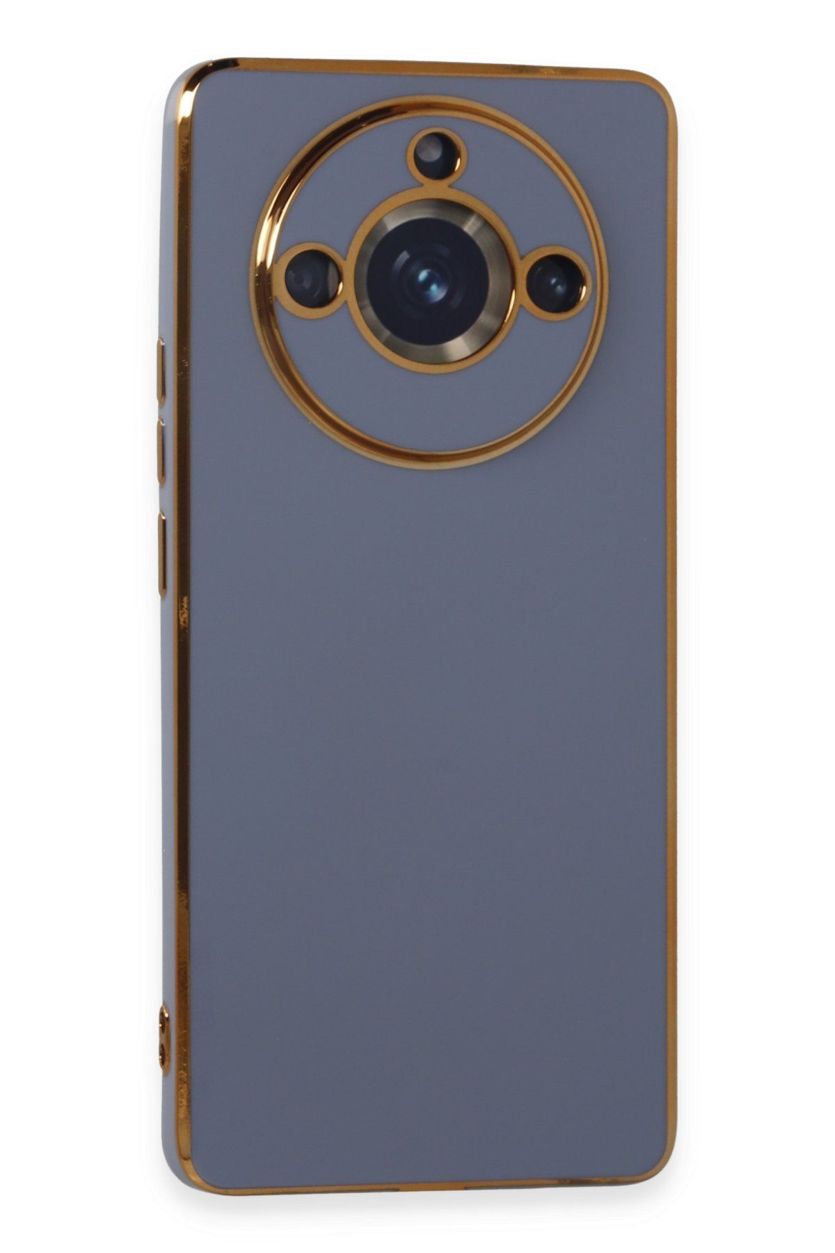 AQUA AKSESUAR Realme 11 Pro Uyumlu Parlak Altın Kenarlı Kamera Korumalı Dayanıklı Kılıf - Mavi