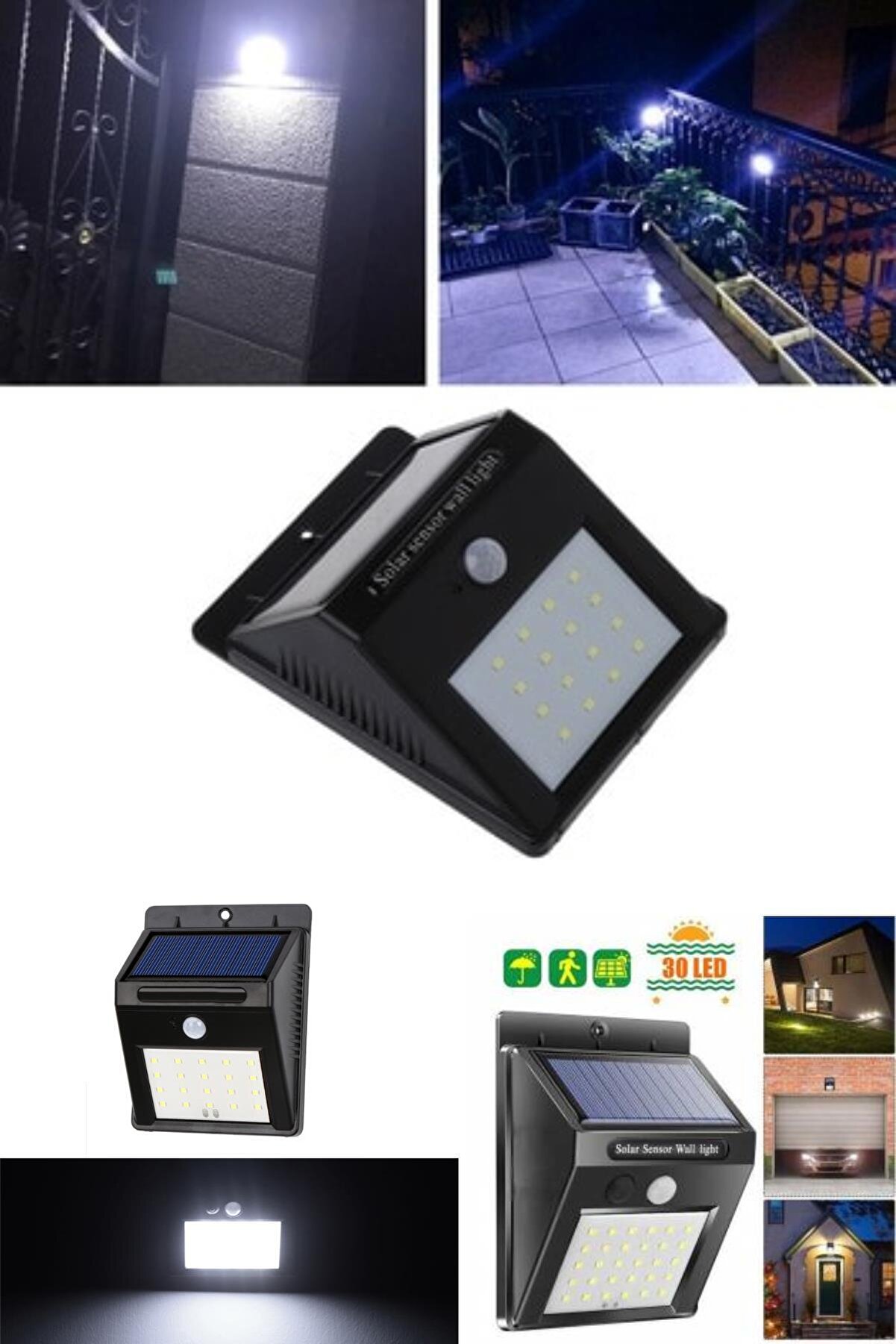 Genel Markalar Sensörlü Solar Duvar Lambası 20 Ledli