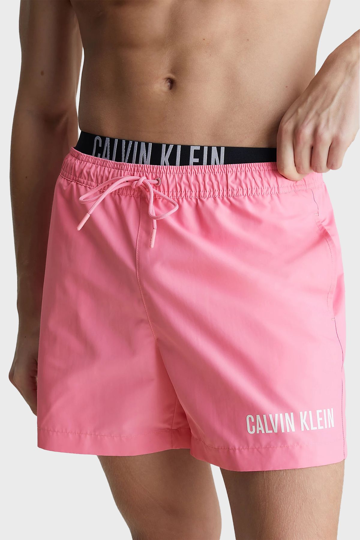Calvin Klein Çift Bel Detaylı Deniz Şortu Belden Bağlamalı Mayo Short KM0KM00992TFZ Erkek MAYO SHORT