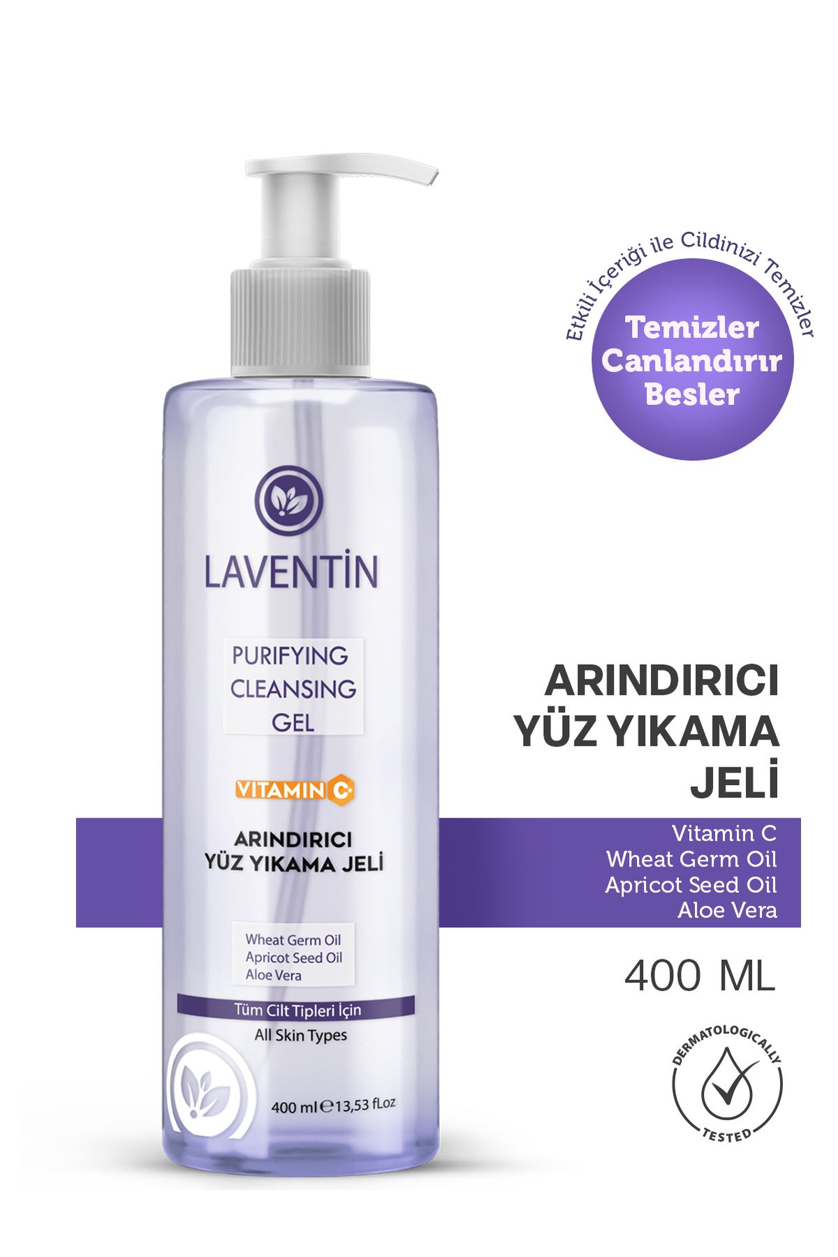 Laventin Akne Ve Siyah Nokta Karşıtı, Arındırıcı Ve Tazeleyici C Vitaminli Yüz Temizleme Jeli 400 Ml