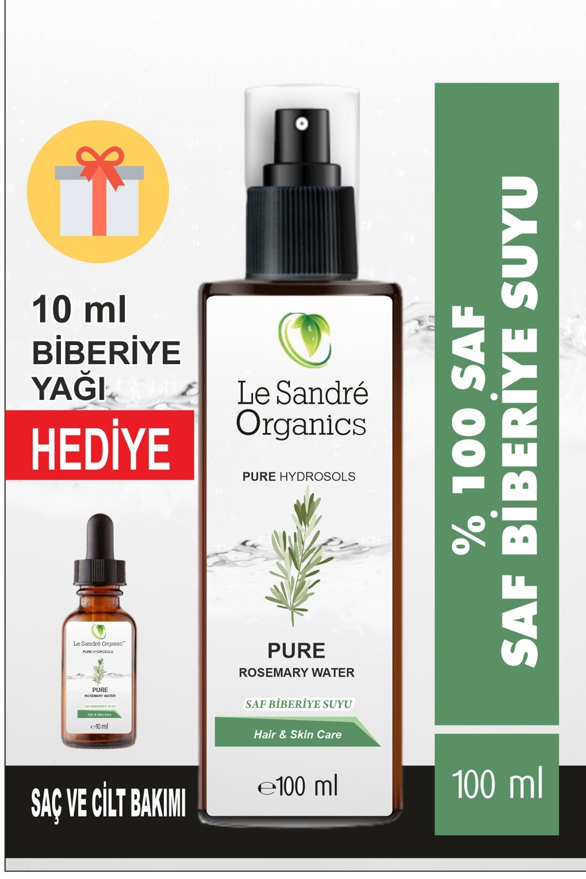 Le Sandre Organic Biberiye Suyu Güçlendirici Saç Toniği %100 Doğal ve Saf 100 ml
