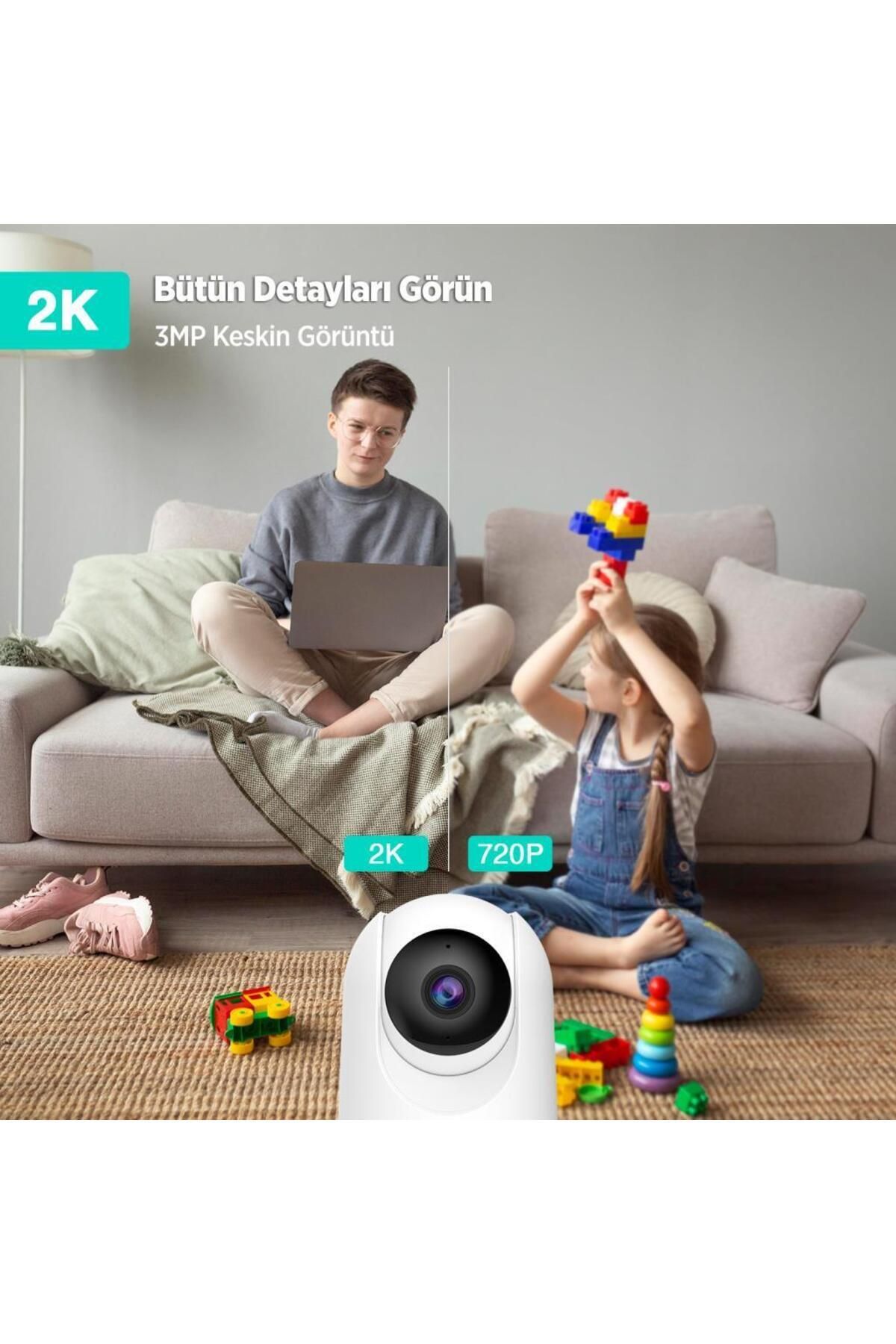 +360 360 C211 2k Pro Wifi 360° Akıllı Güvenlik Kamerası Bebek Monitörü Evcil Hayvan Kamerası Iç