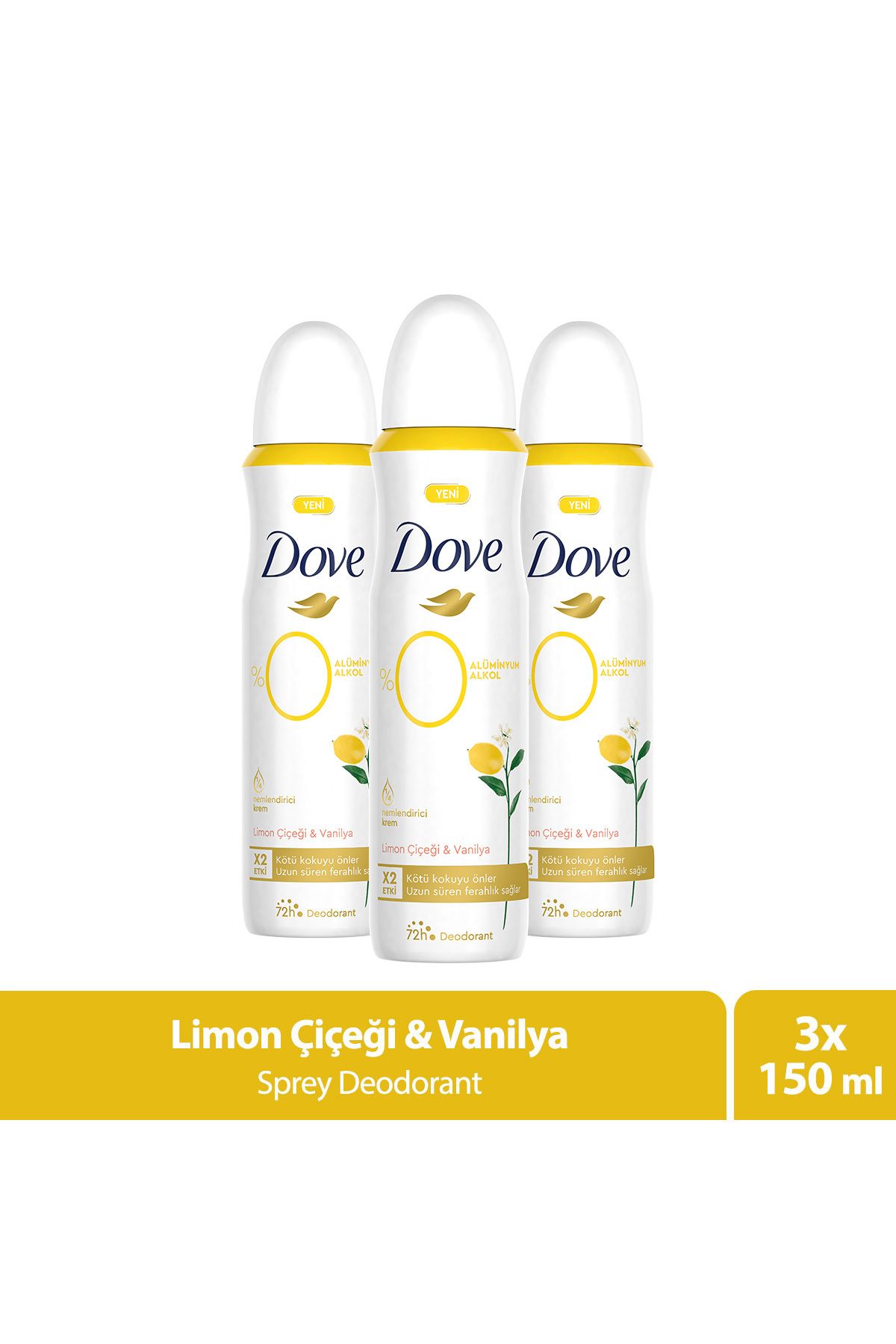 Dove Deodorant Limon Çiçeği & Vanilya 150ml X3