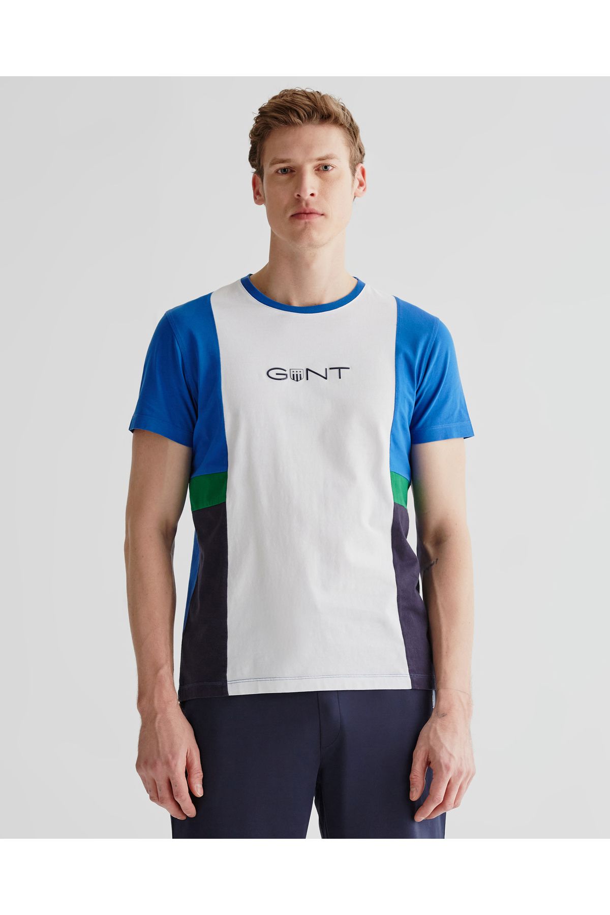 Gant Erkek Lacivert Regular Fit Bisiklet Yaka Logolu T-shirt