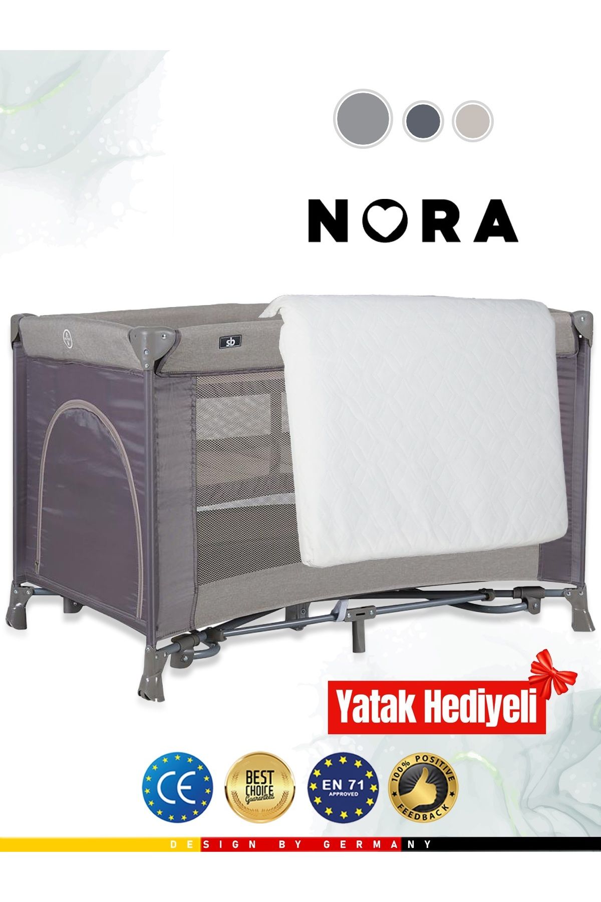 Prego Sunny Nora Park Yatak Oyun Parkı Beşik 70*110 Cm + Yatak Hediyeli