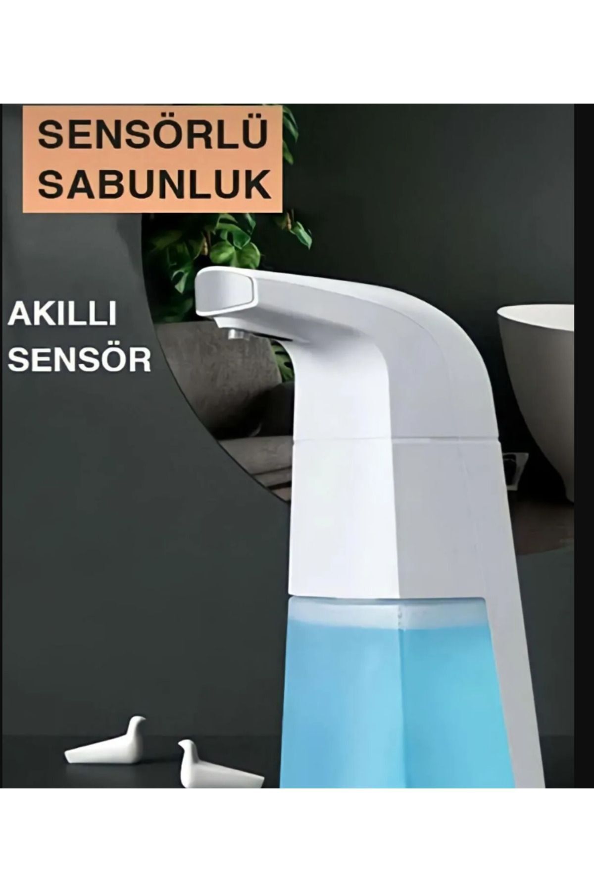 KMLBRKSTORE Sensörlü Otomatik Akıllı Pilli Sıvı Sabunluk Köpük Dezenfektan Makinesi Pilli Fotoselli