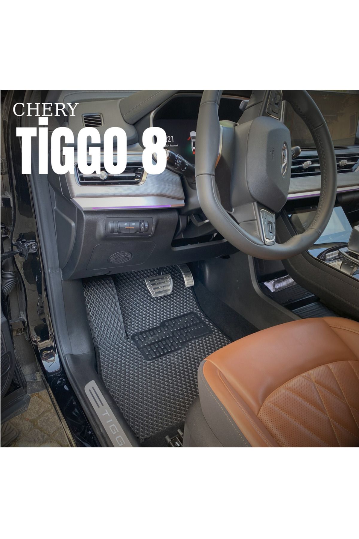 pascar Chery Tiggo 8 araca özel yeni nesil bagaj havuzu (siyah)