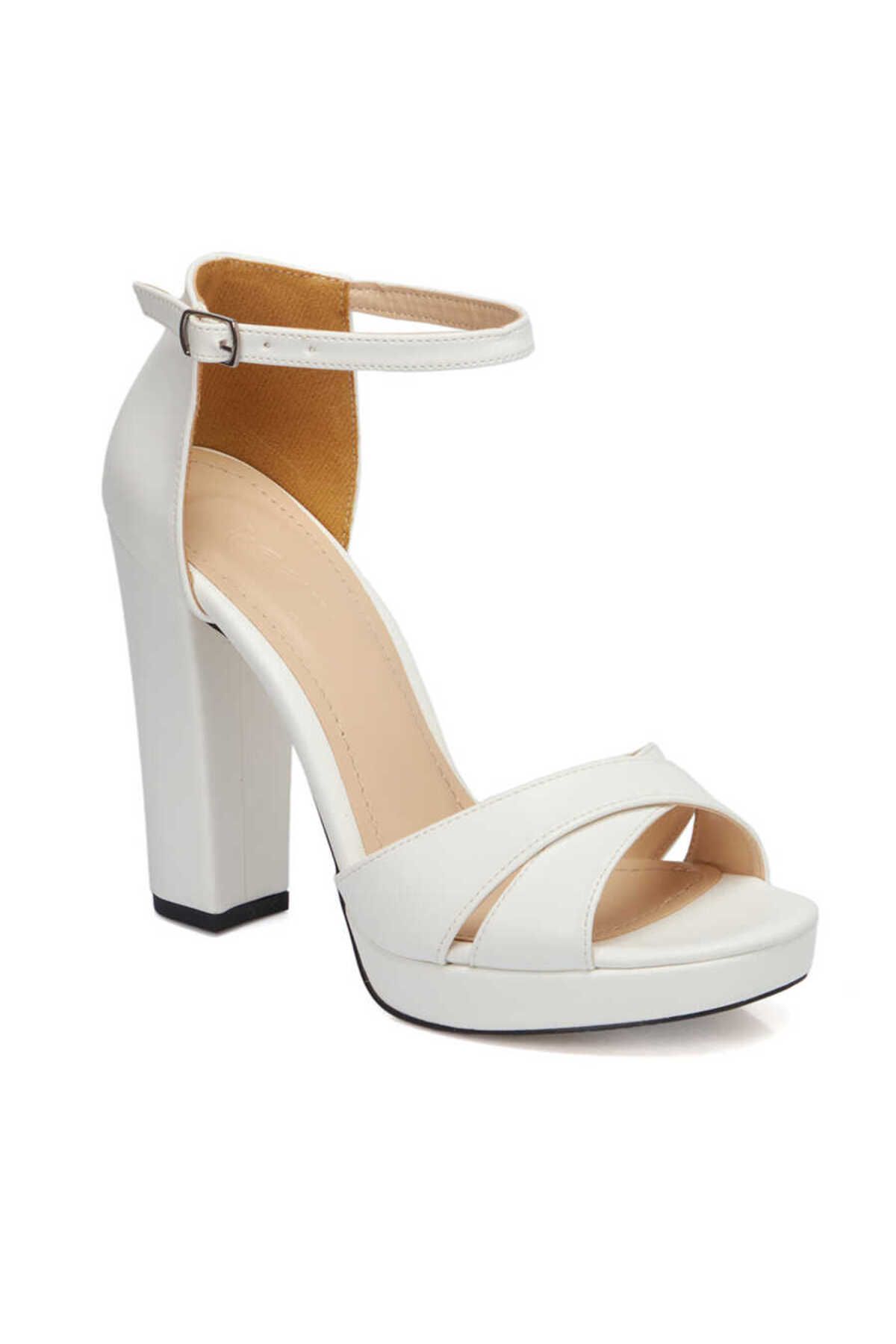 Tergan Beyaz Vegan Kadın Topuklu Ayakkabı - K22YAY210313-Q3Y