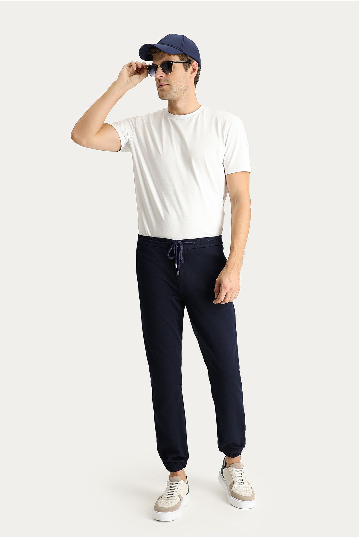 Kiğılı Slim Fit Dar Kesim Beli Lastikli Ipli Likralı Pantolon