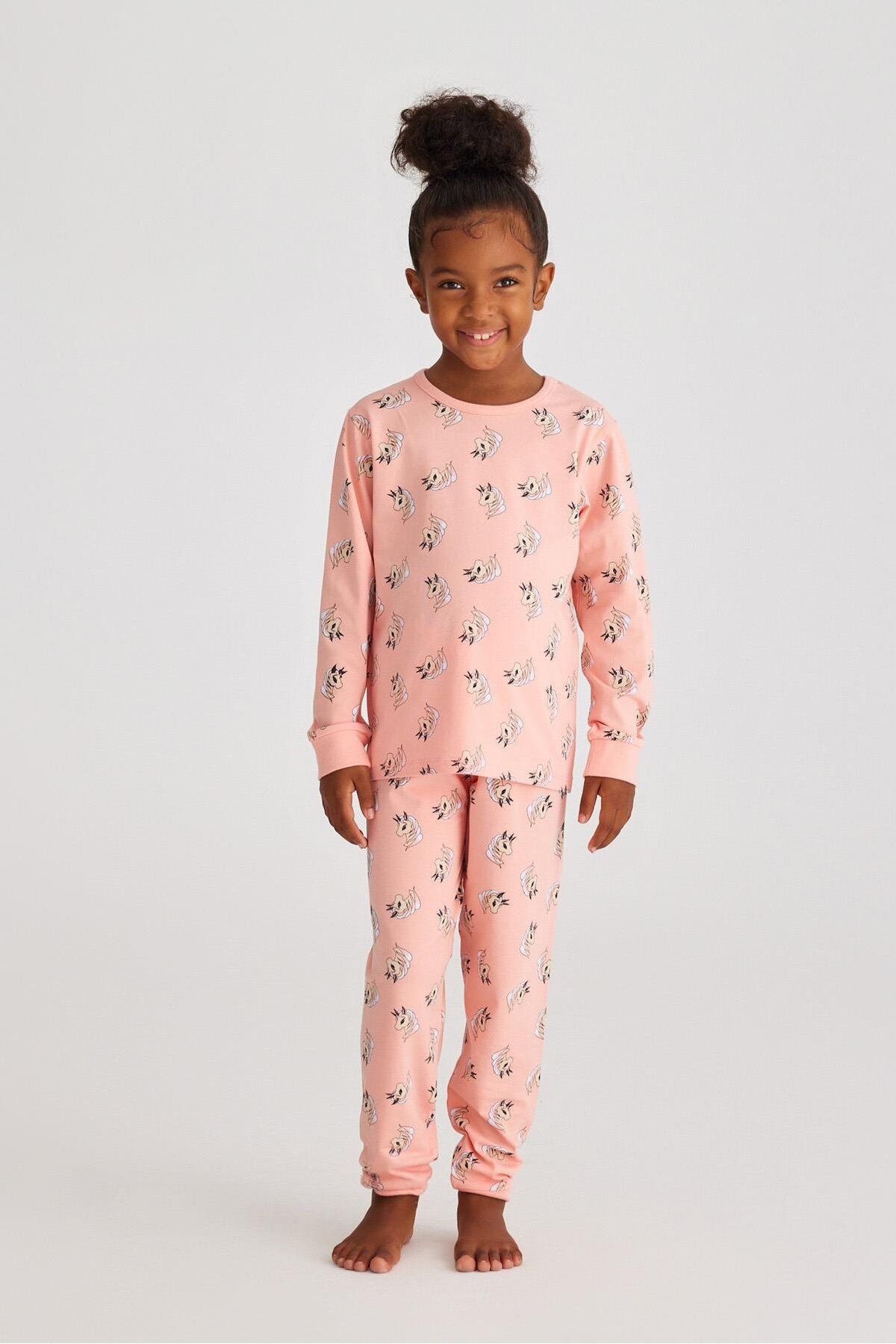 Katia & Bony Unicorn Kız Çocuk Pijama Takımı Pembe