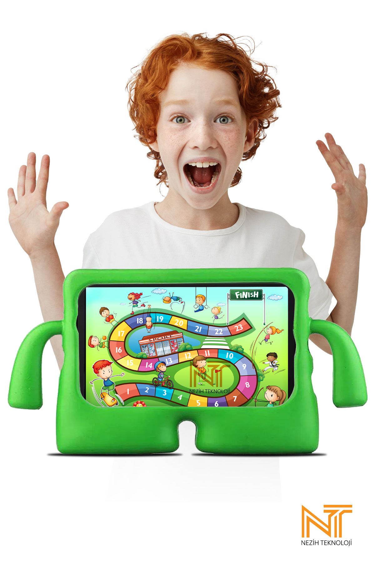 Nezih Case Uyumlu iPad 10.9 2022 (10.Nesil) Uyumlu Standlı Eğlenceli Çocuk Kılıfı Silikon Tablet Kılıfı