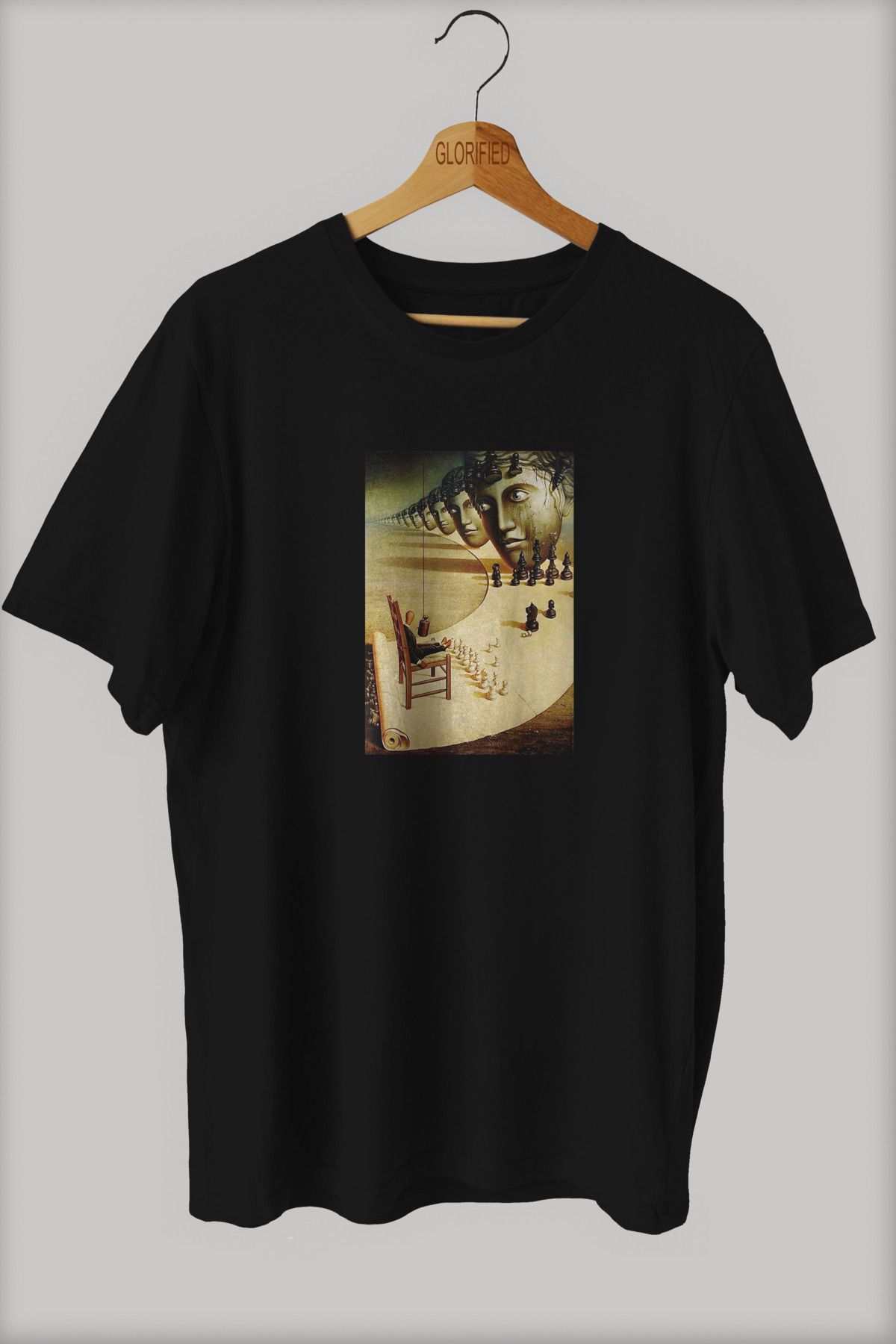 NOVVO Yaratıcı Satranç Baskılı Oversize T-shirt ( Tişört ) %100 Cotton