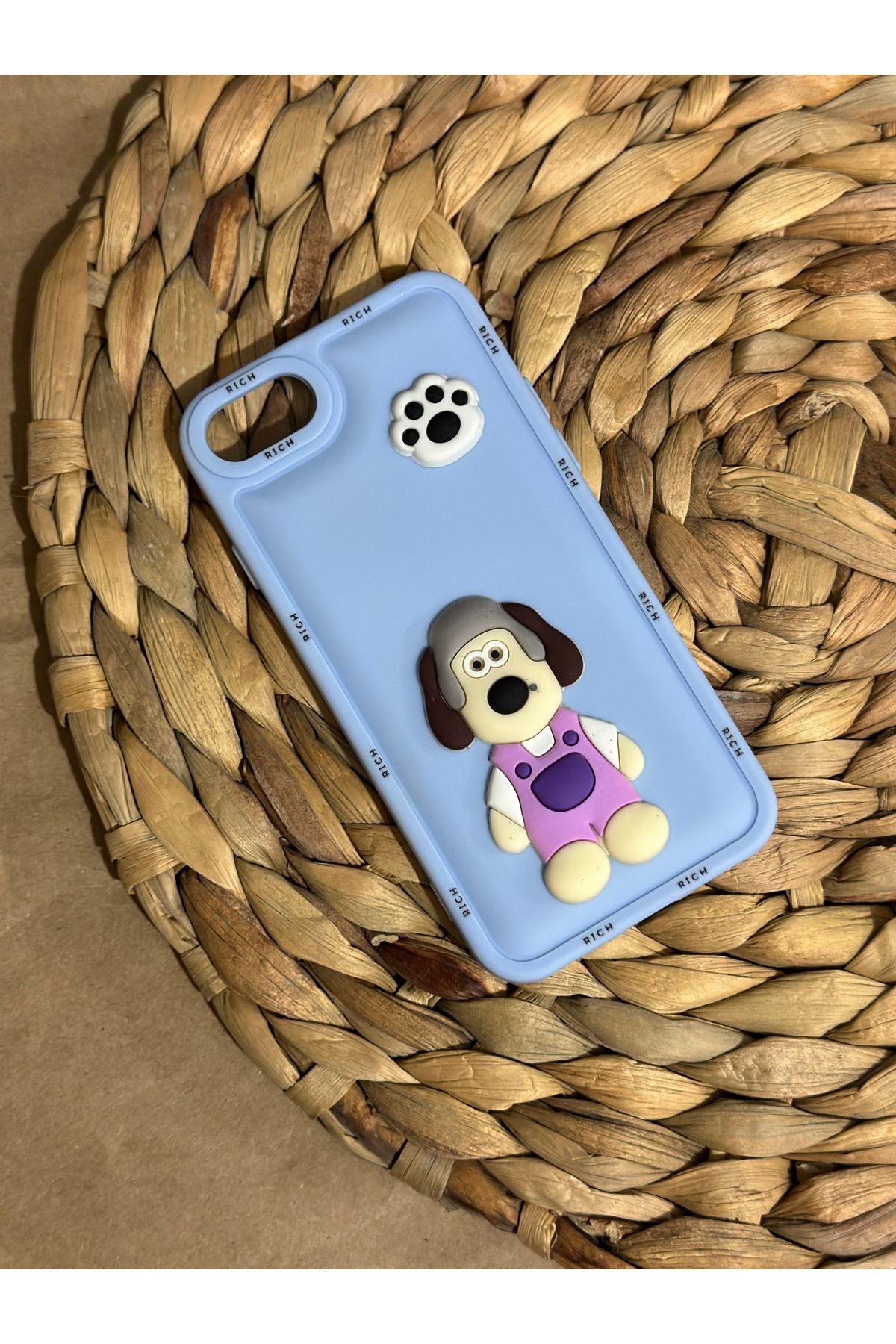 HYPERSOFT Iphone 7-8 ve Se Uyumlu Sevimli Köpek Detaylı Yumuşak Silikonlu Puffer Yastık Kılıf Kapak