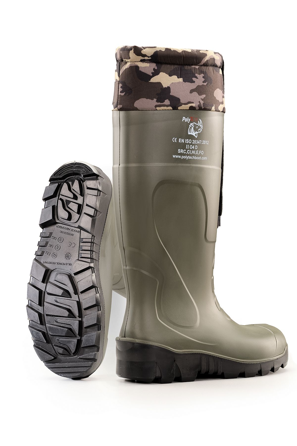POLYTECH Boot Poliüretan Boğazlı Çizme O4, Avcı Çizmesi, Standart Koruma, Çelik Burunsuz İş Çizmesi