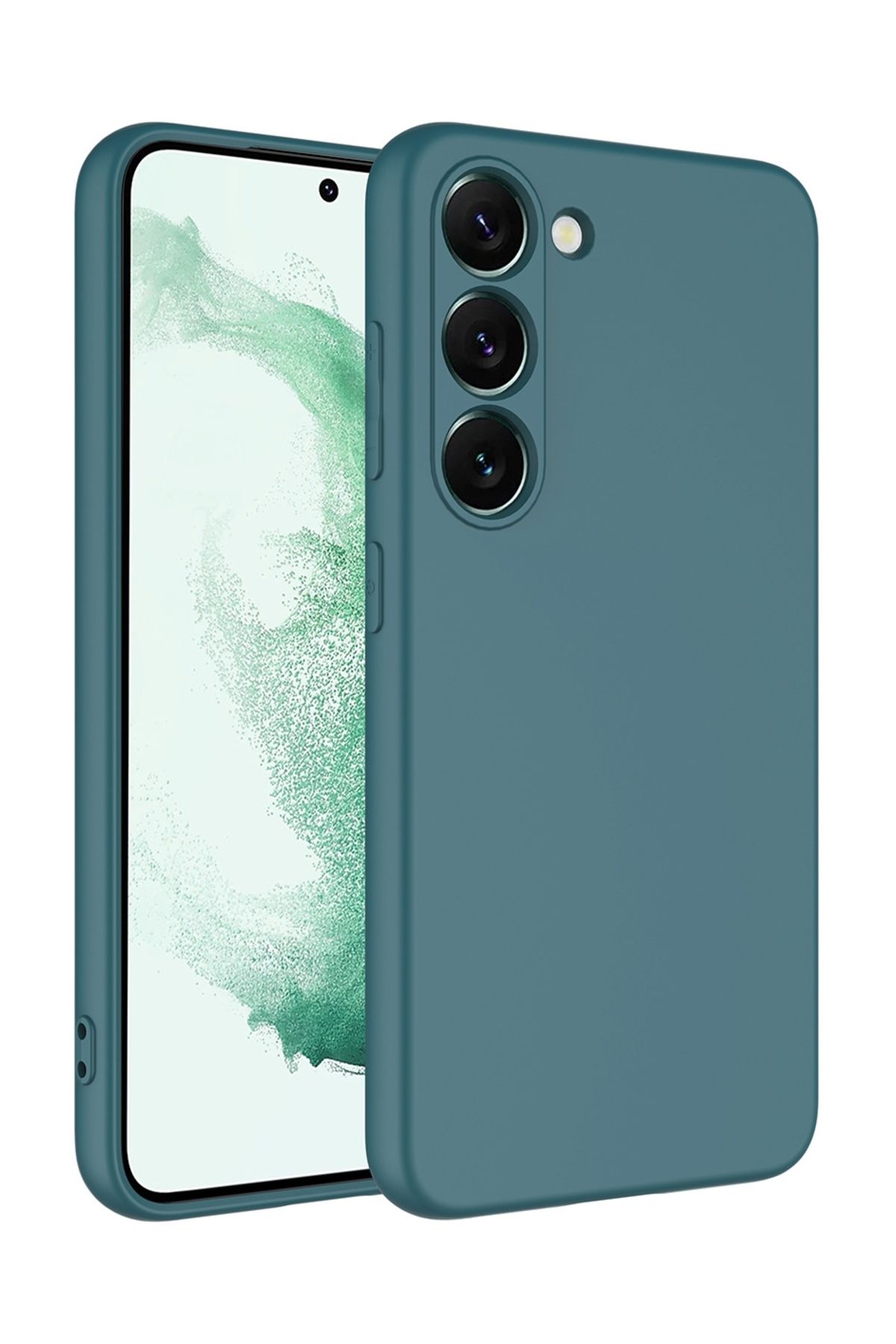 Eiroo Lansman Samsung Galaxy S23 Kamera Korumalı Yeşil Silikon Kılıf