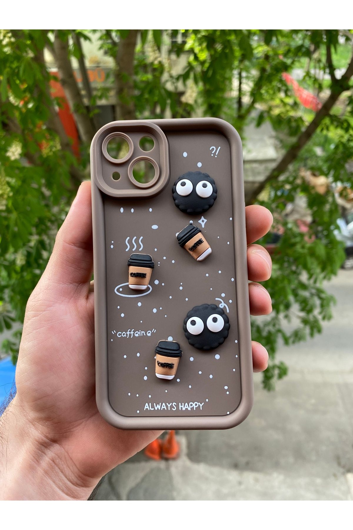 Posso Iphone 13 Uyumlu Kılıf 3D Kamera Korumalı Coffe Kurabiye Kabartmalı Silikon Kapak