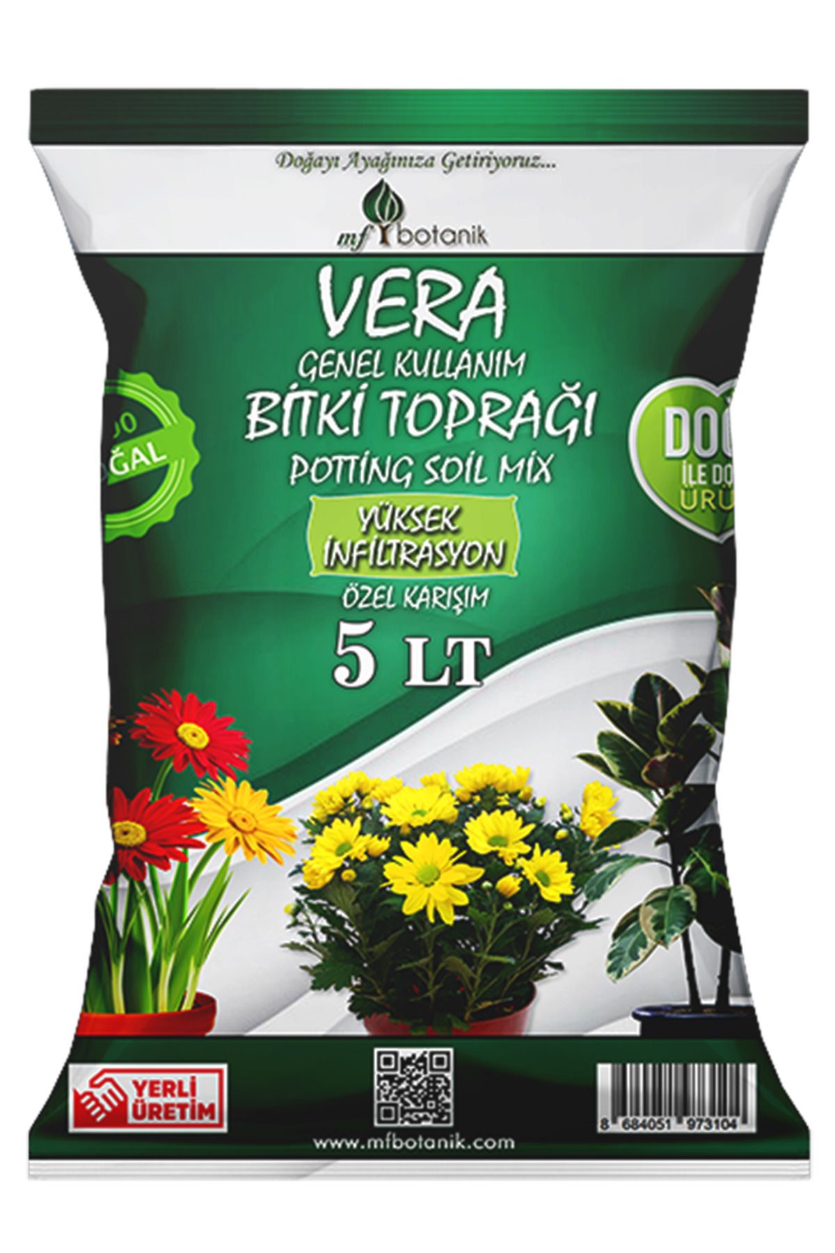MF Botanik Vera Genel Kullanım Özel Karışım Iç Ve Dış Mekan Bitki Toprağı 5 Litre Çiçek Toprağı Toprak Harcı