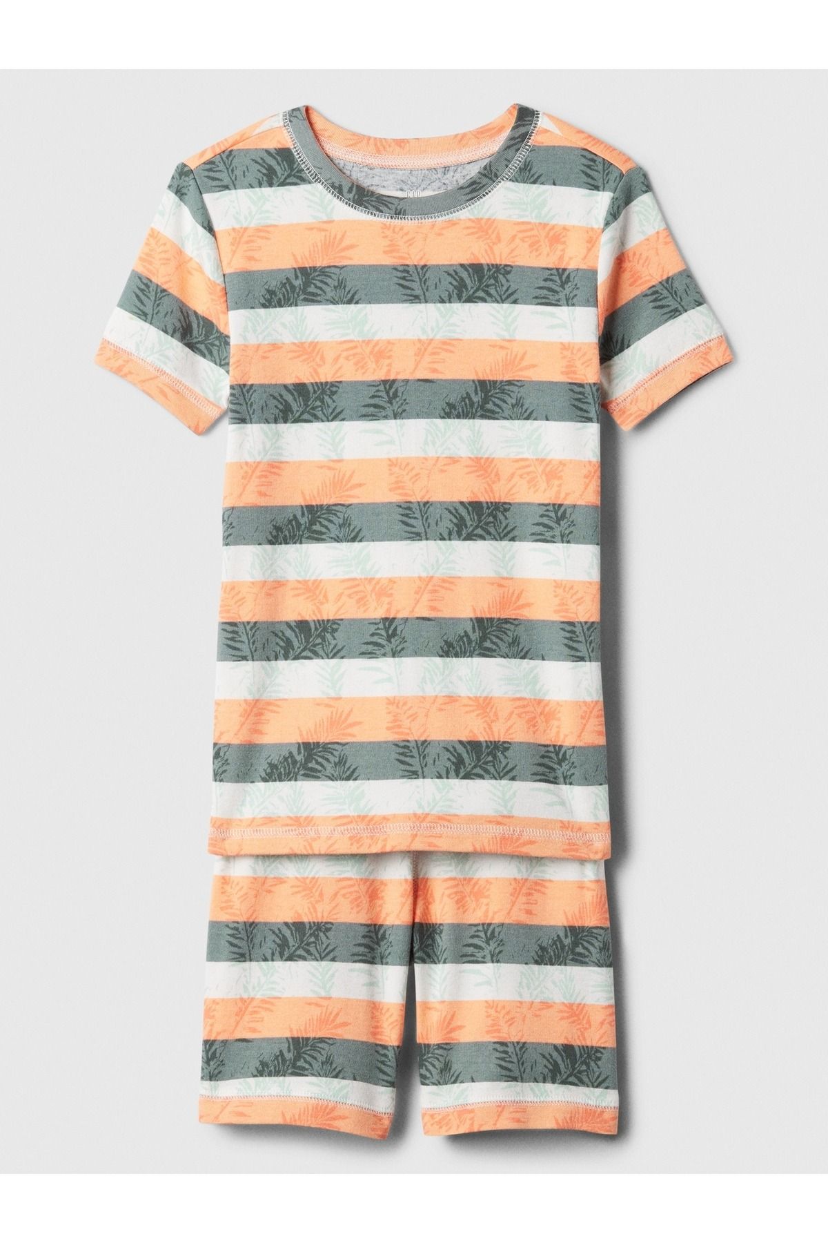 GAP Erkek Çocuk Turuncu %100 Organik Pamuk Desenli Pijama Takımı