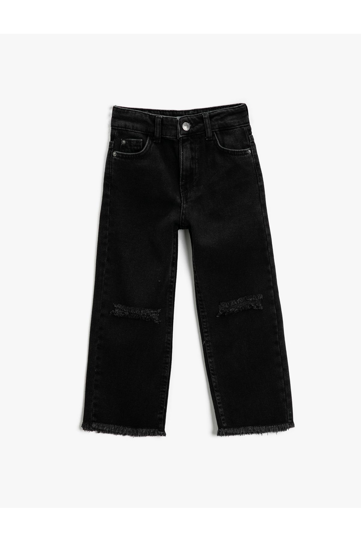 Koton Geniş Paça Kot Pantolon Cepli Yırtık Detaylı - Wide Leg Jean