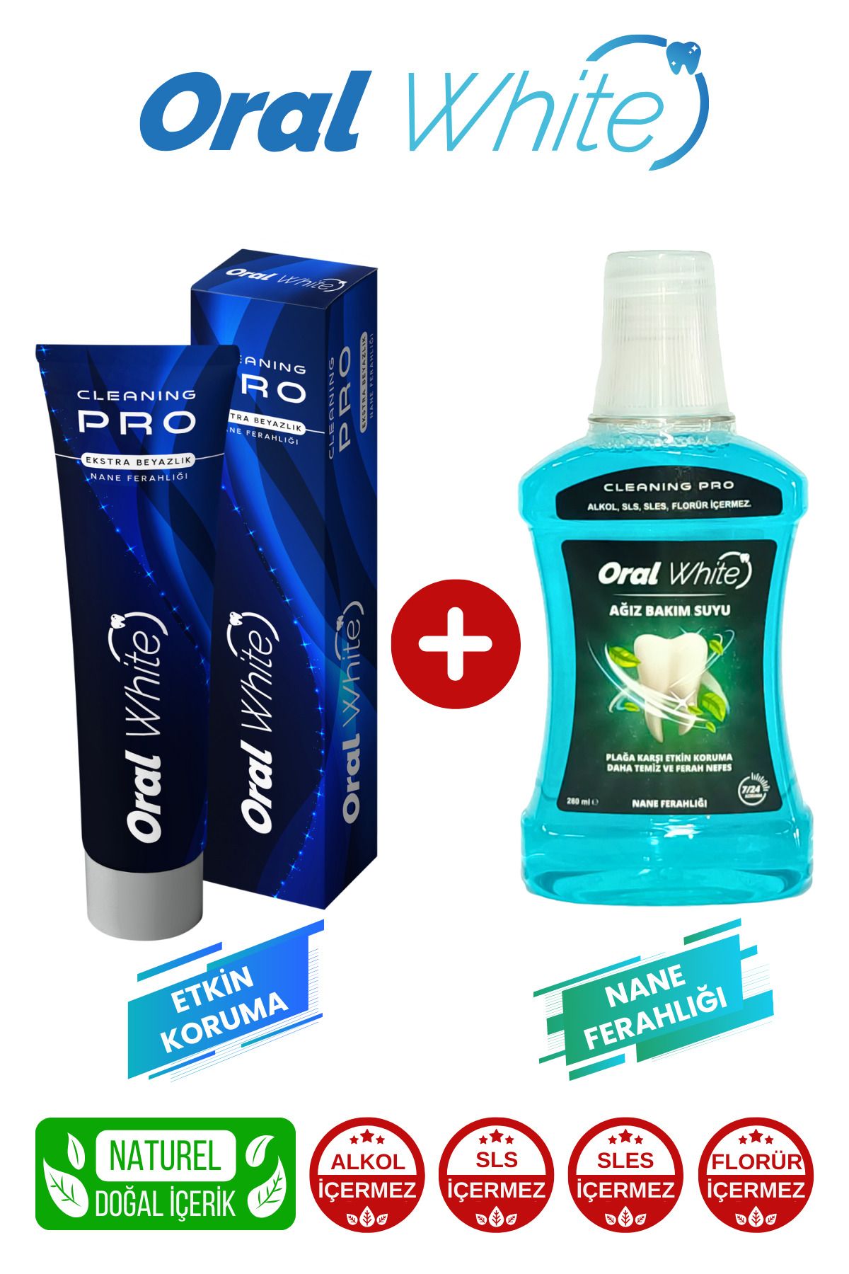 Oral White Cleaning Pro Diş Macunu ve Ağız Bakım Suyu Set (75 ml + 280ml)