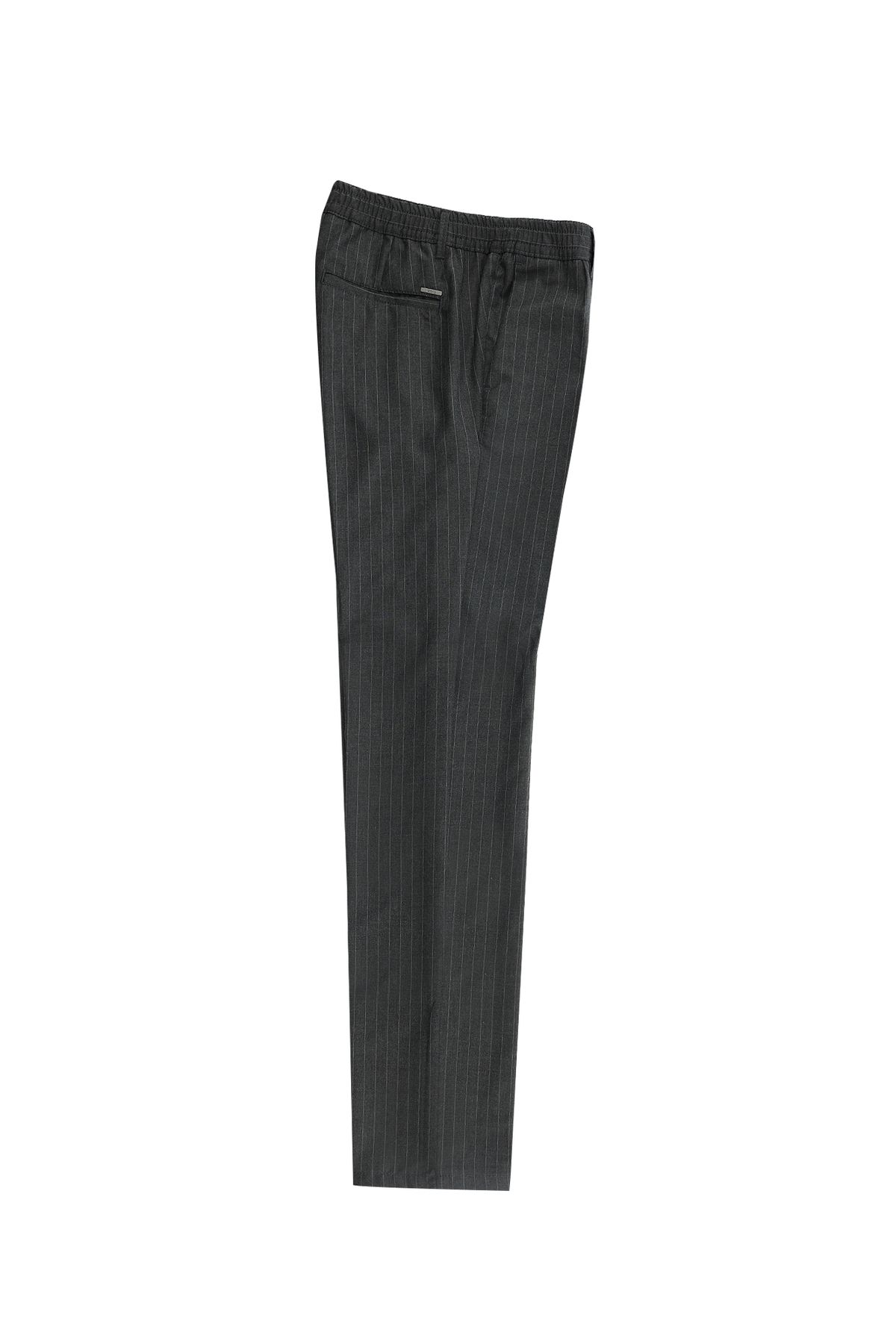 Kiğılı Slim Fit Dar Kesim Beli Lastikli Çizgili Likralı Klasik Pantolon
