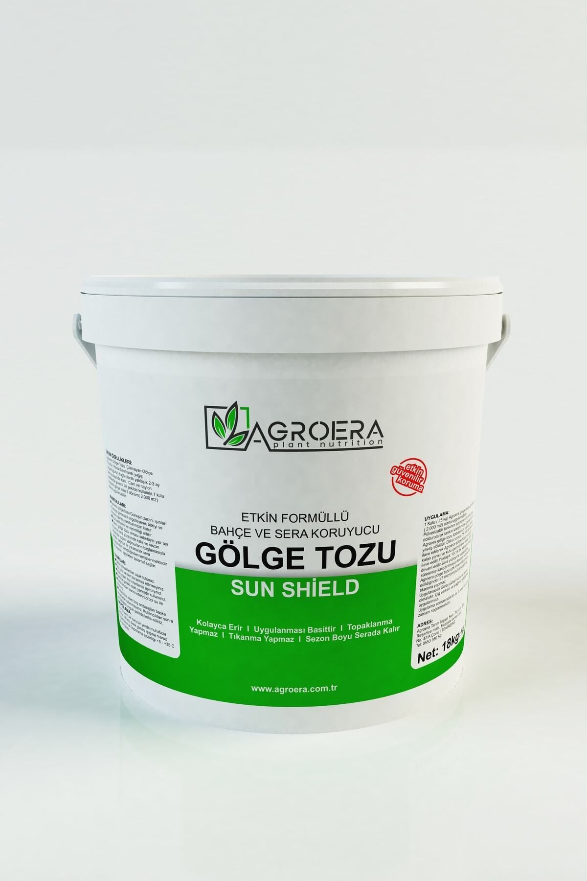 AGROERA Plant Nutrition Katkılı Gölge Tozu - Güneşi Engelleme Tozu - Sera Üstü Tozu - 18 Kg.