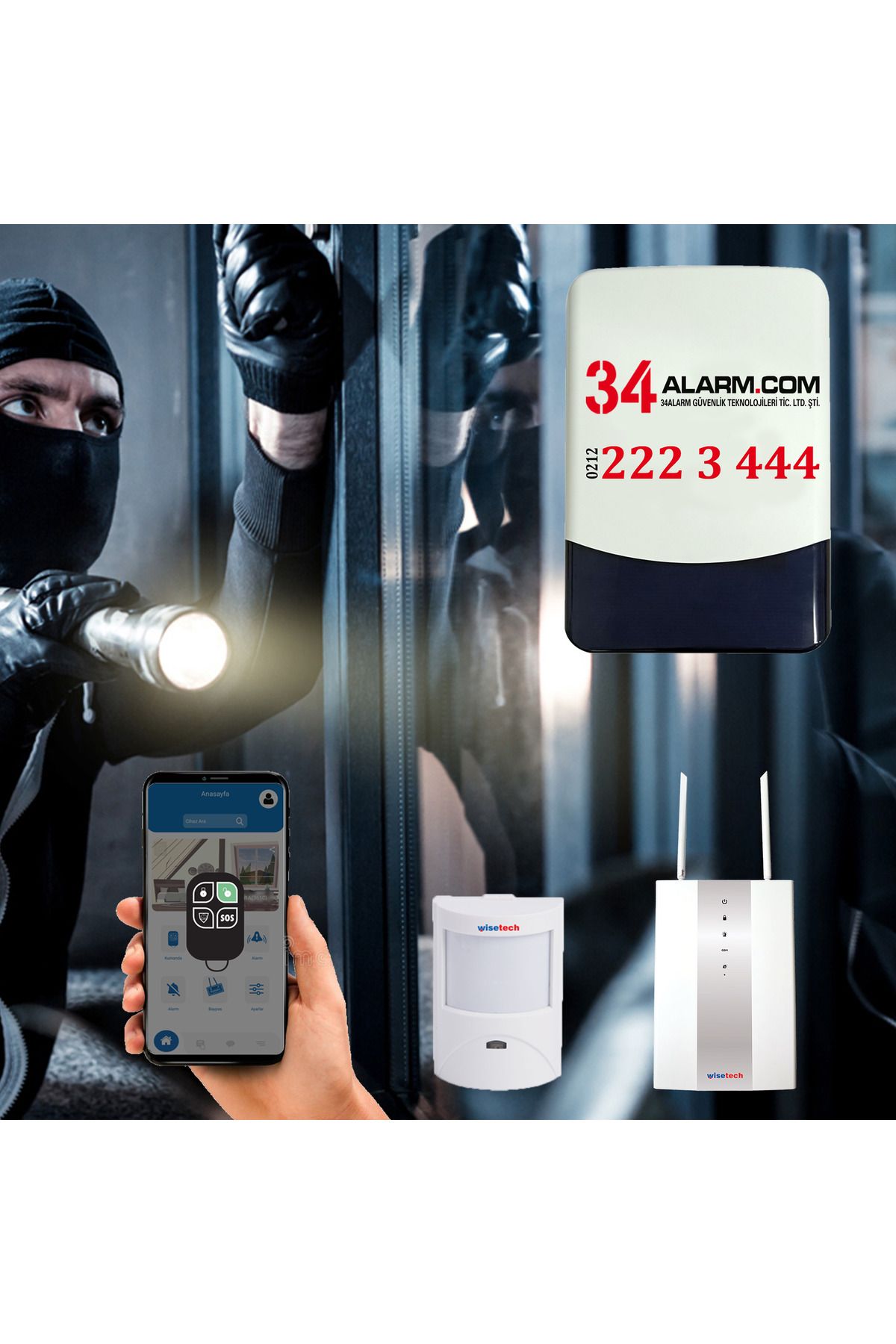 Wisetech Kablolu ve Kablosuz Akıllı Alarm Seti