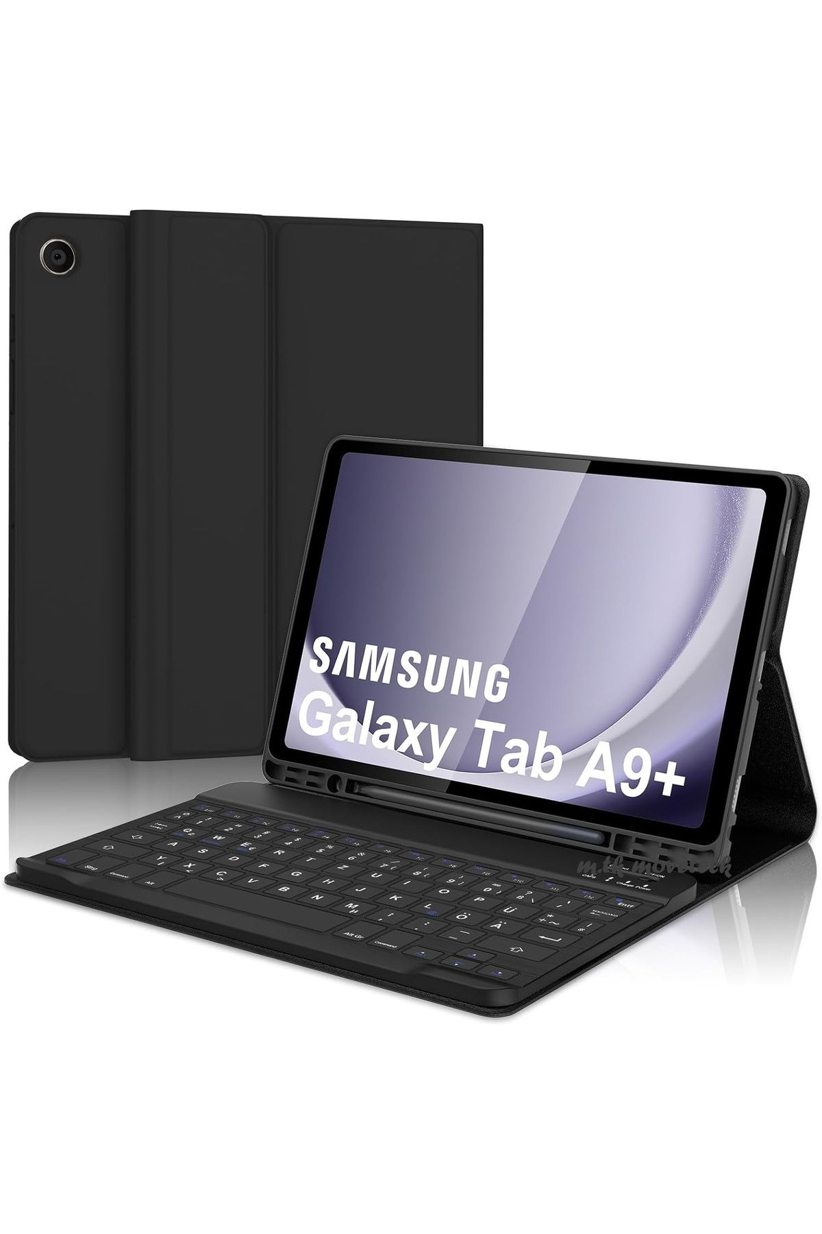 m.tk moveteck Galaxy Tab A9 Plus 11 inç Uyumlu Bluetooth Özellikli Kablosuz Kalem Bölmeli Klavye Kılıfı SM-X210
