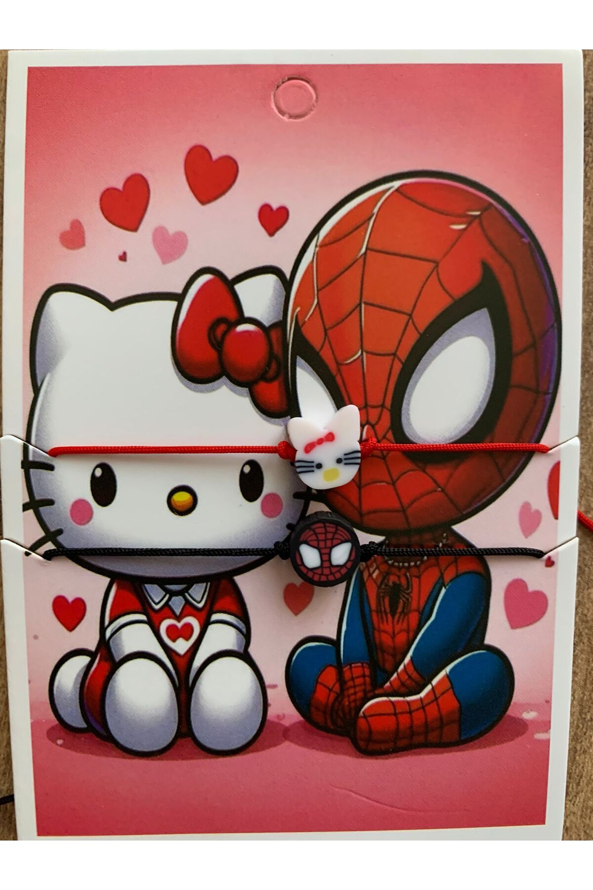 İYİ MODA 2 Adet Hello Kitty Ve Spider-Man Ayarlanabilir İpli Çift Bileklik