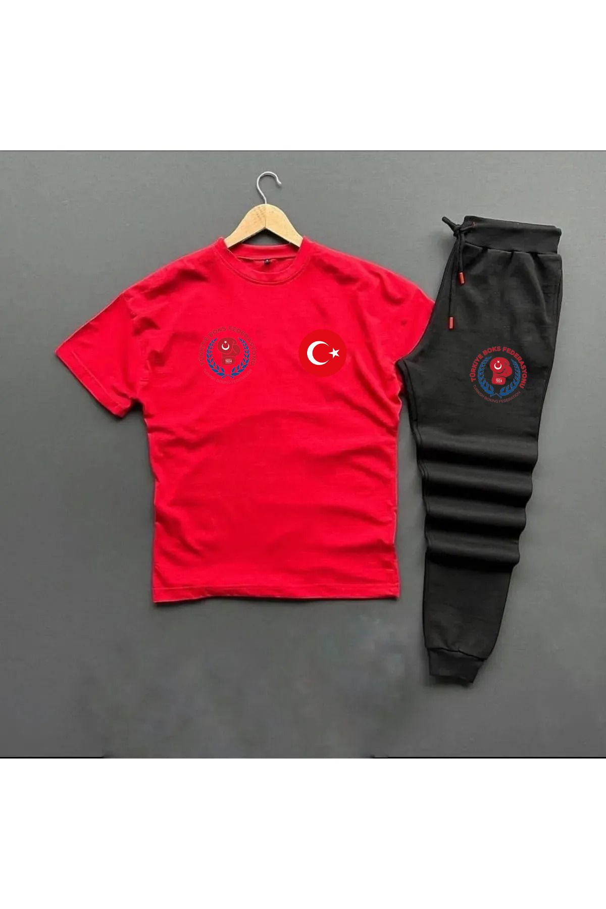 Pisa Art Boks Türkiye Milli Takım Özel Tasarım Oversize tshirt -Slim Eşofman Altı