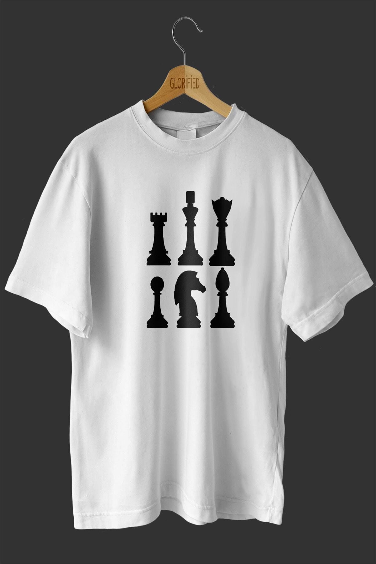 CB MAN COLLECTİON Satranç Tasarım Baskılı Oversize T-shirt ( Tişört )