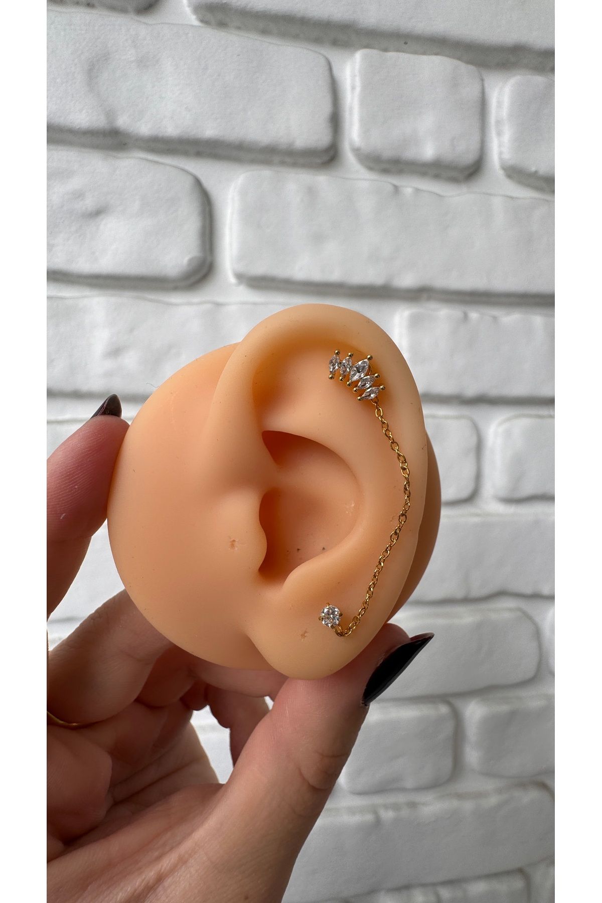 alysa jewelry cerrahi çelik zincirli piercing lobe-helix-tragus-kıkırdak