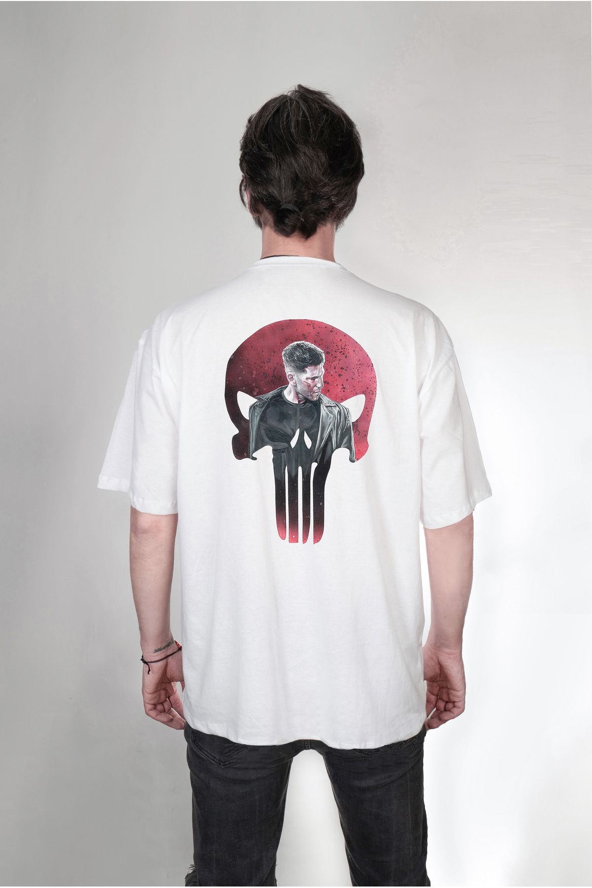 CB MAN COLLECTİON The Punisher Ön Arka Tasarım Baskılı Oversize Unisex Tişört