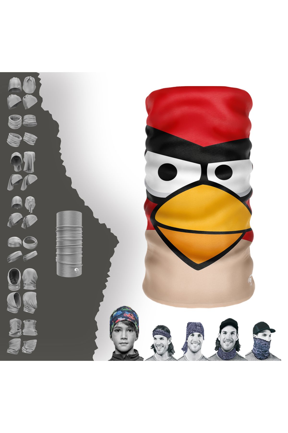 e-Taktik Angry Birds Desenli Dikişsiz Tüp Boyunluk Bandana Buff Baf