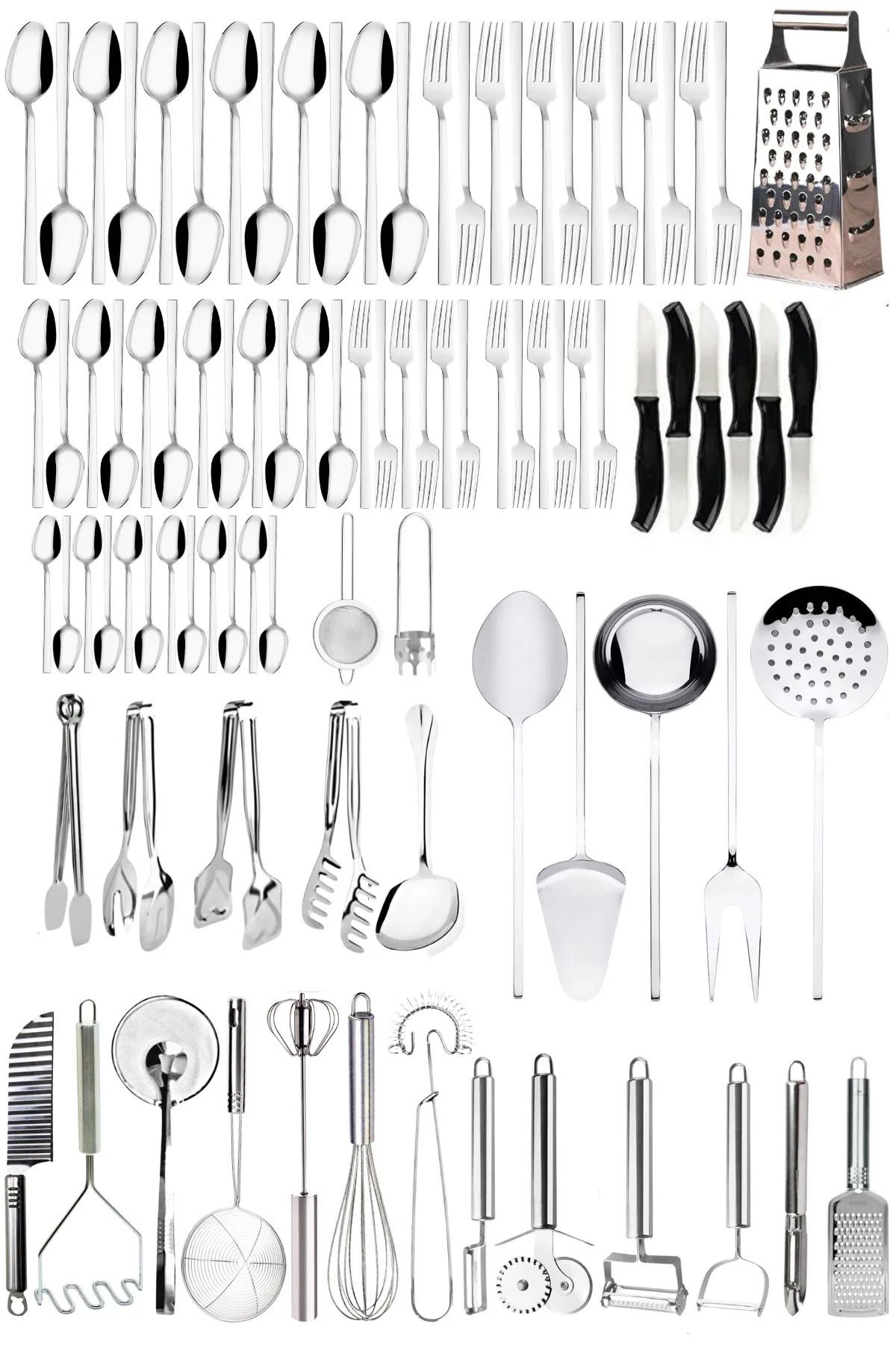 Mirilliahome 92 Parça Günlük Kullanım Mutfak Çatal Kaşık Bıçak Seti 60 Parça Çatal Kaşık Metal Mutfak Gereçleri