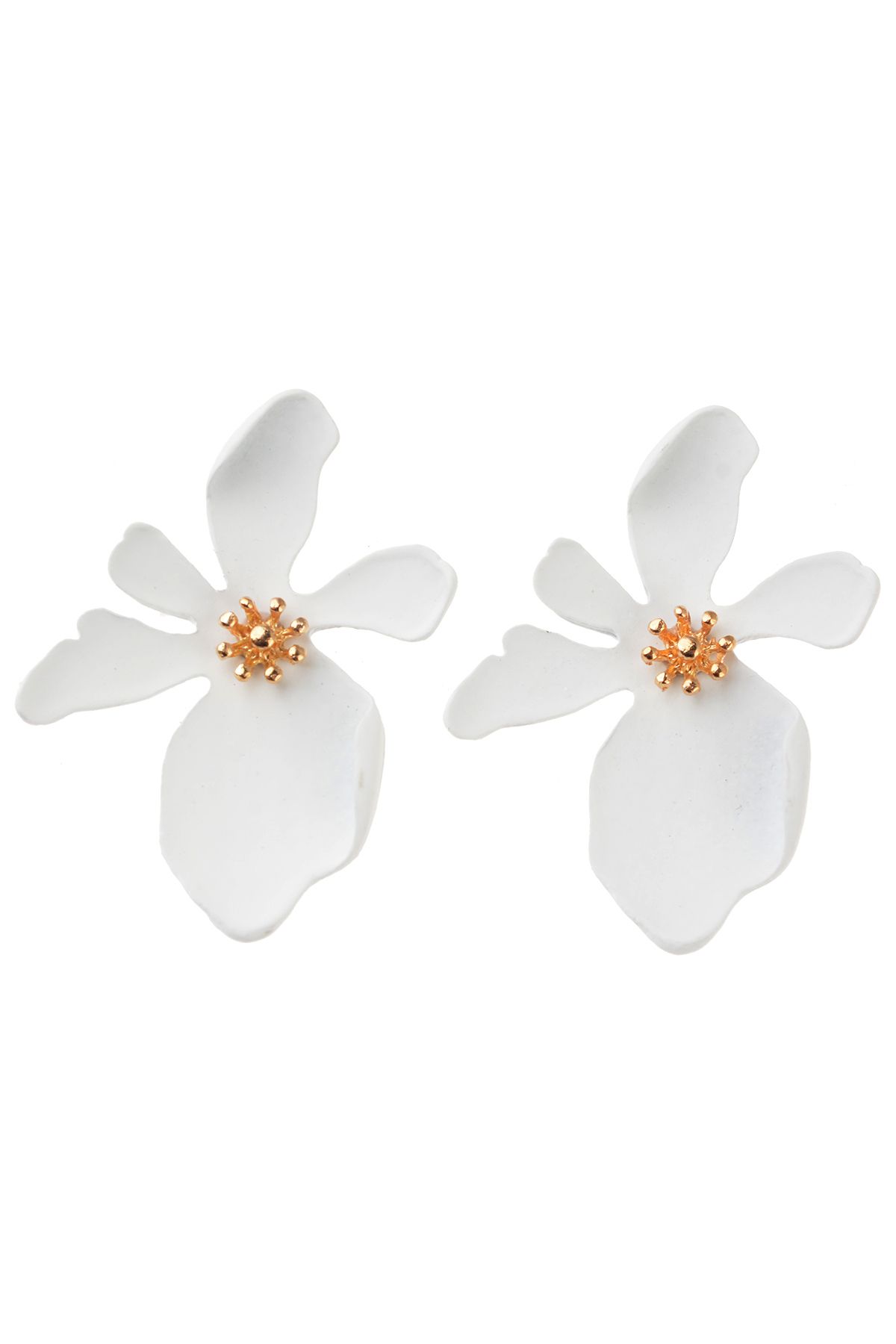 Pelin Aksesuar Beyaz Çiçek Küpe