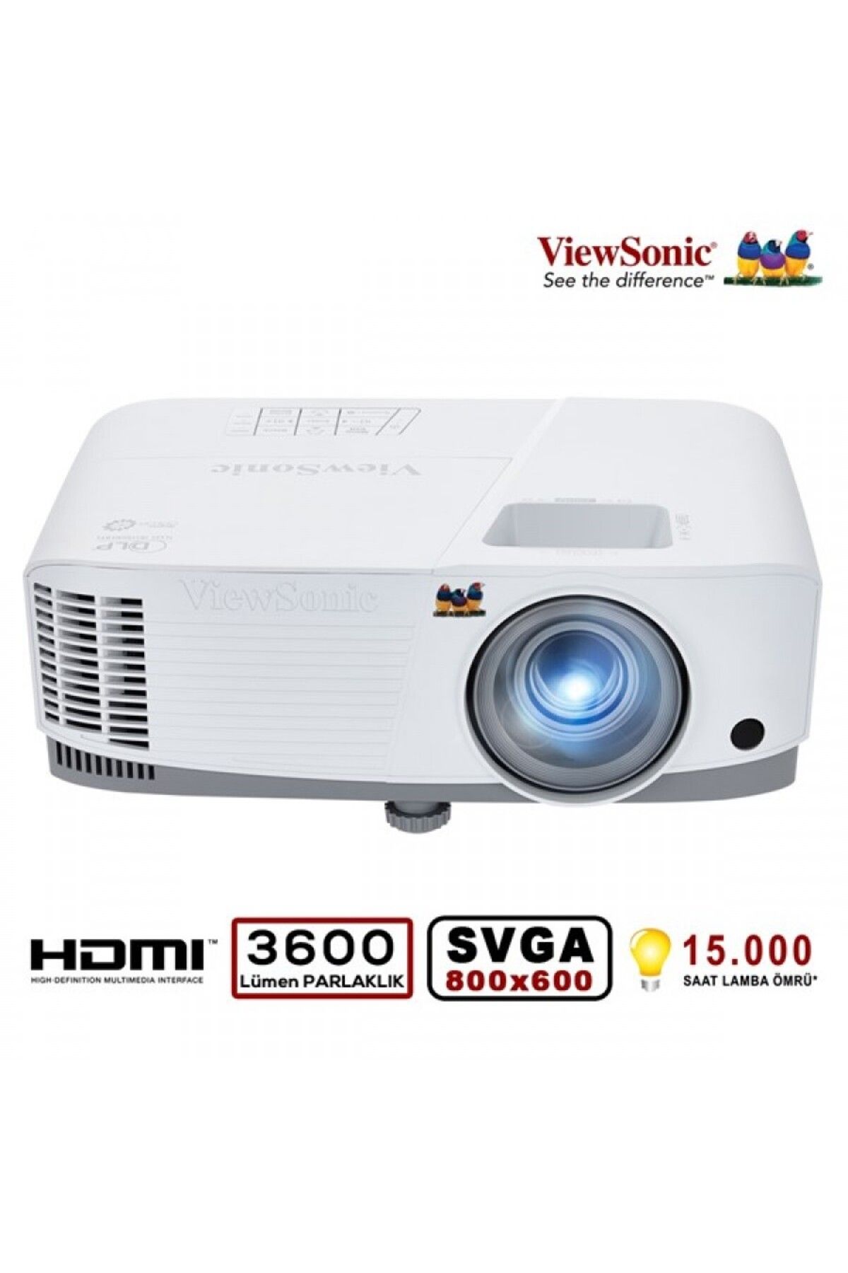ViewSonic 3600ansilümen 800x600 PA503S 22.000:1 15.000saat (Eco Mod) DLP HDMI Projeksiyon