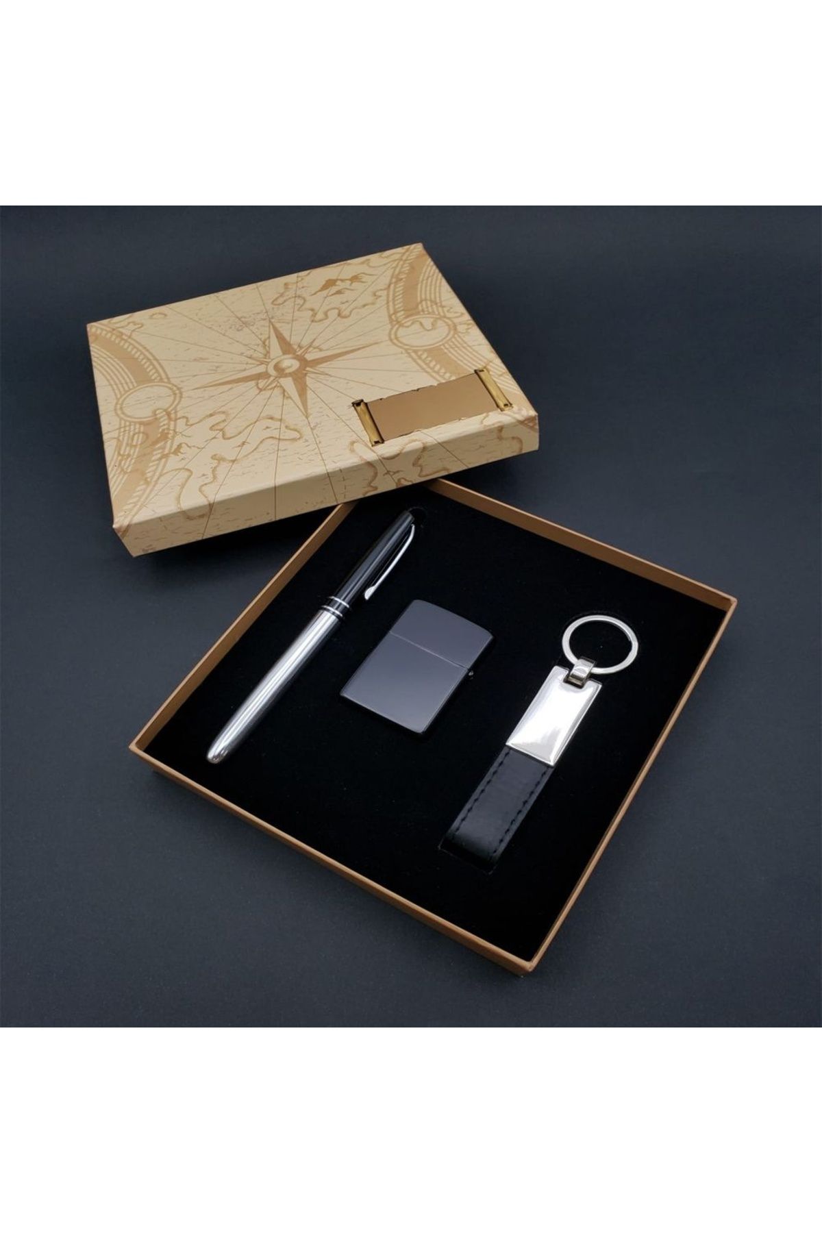 Skygo Kalem Çakmak Anahtarlık Silver Set