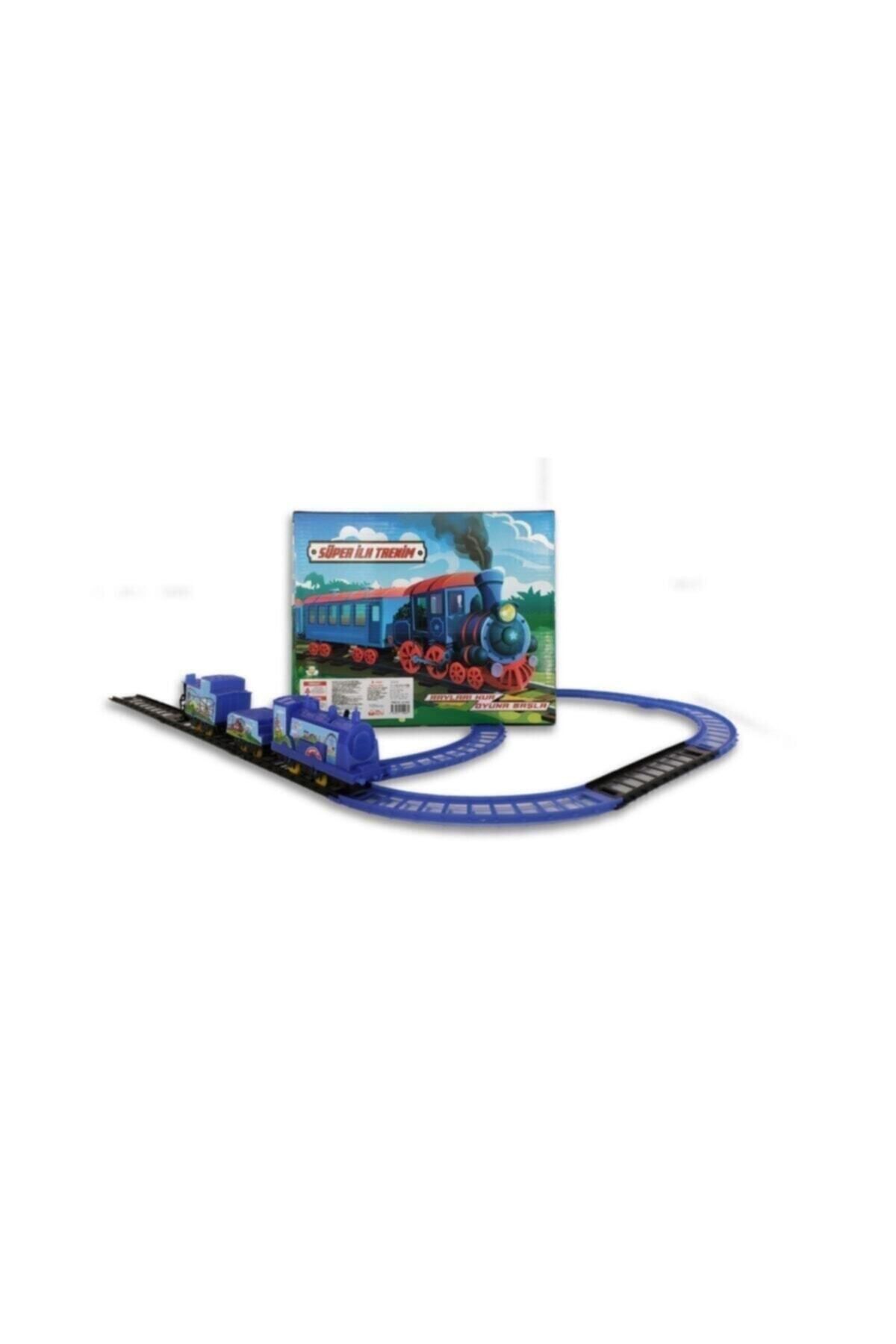 can oyuncak Pilli Raylı Vagonlu Klasik Oyuncak Tren Seti Mavi Renk 3 - 6 Yaş