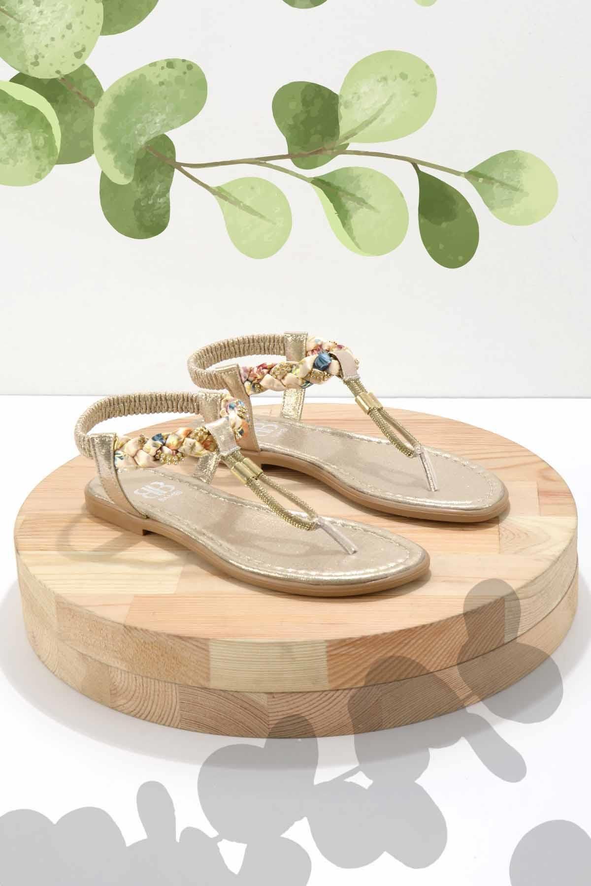 Bambi Altın Kadın Sandalet K05625050609