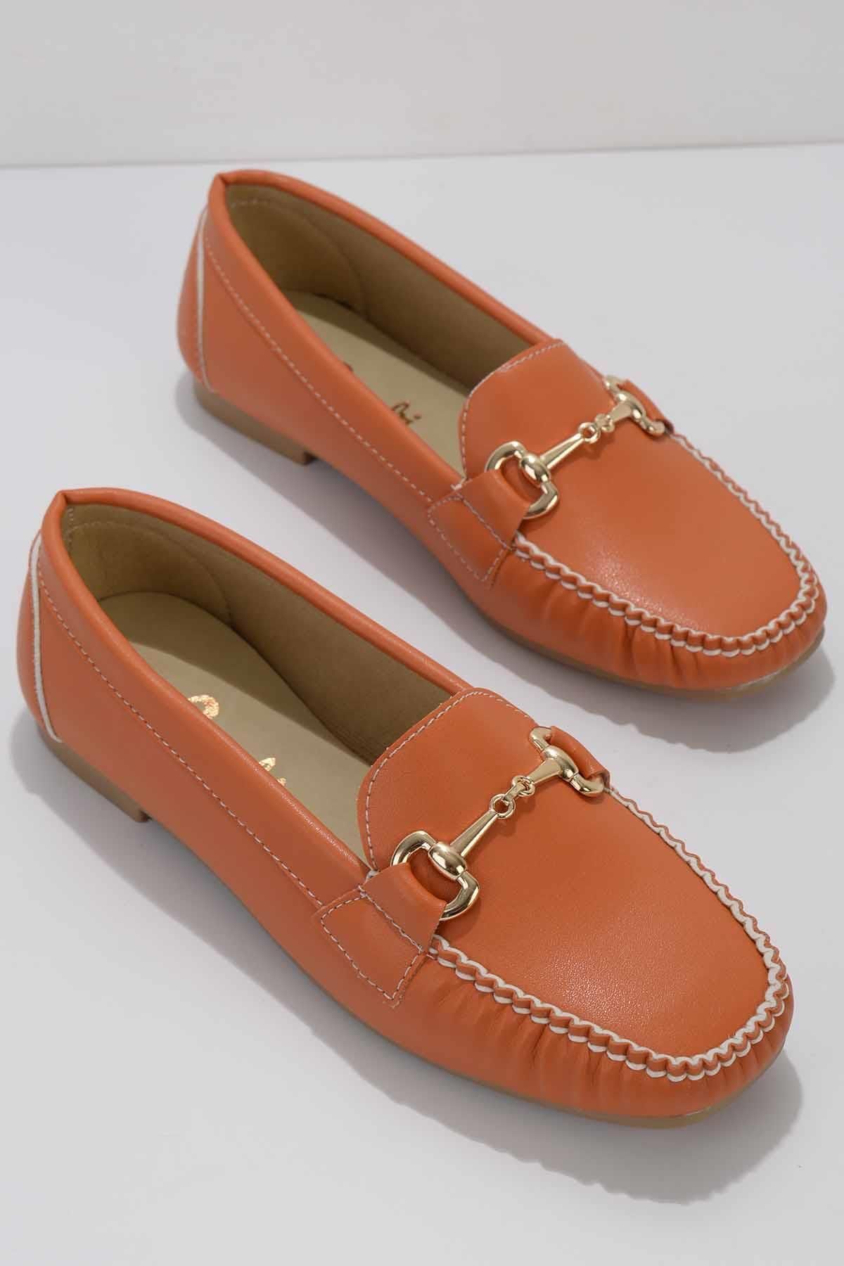 Bambi Turuncu Kadın Loafer Ayakkabı K01542030709