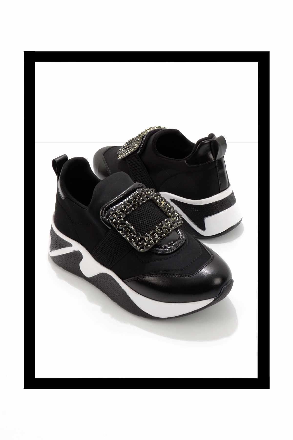 Bambi Siyah Streç Kadın Sneaker K01234061317
