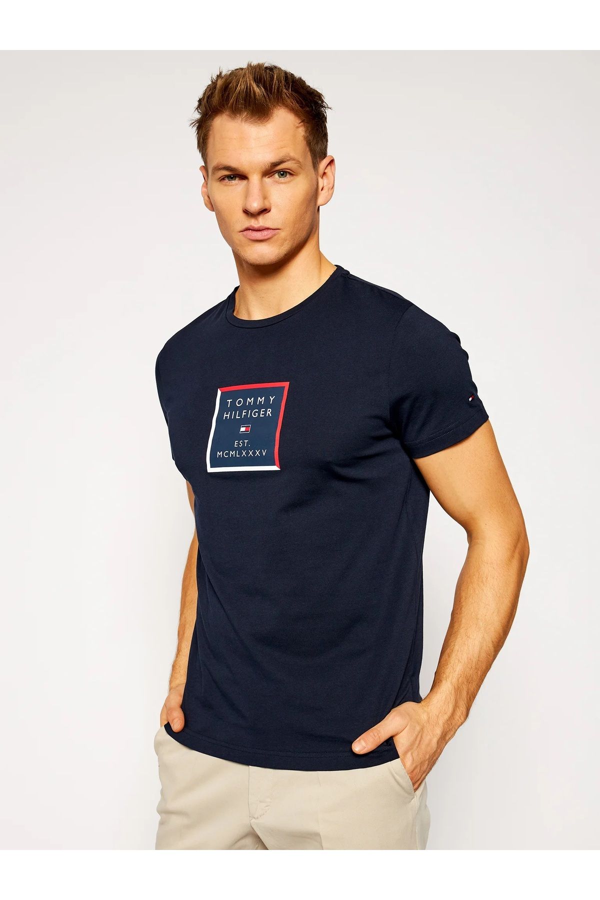 Tommy Hilfiger Print Box T-Shirt Regular Fit Organik Pamuk SİYAH