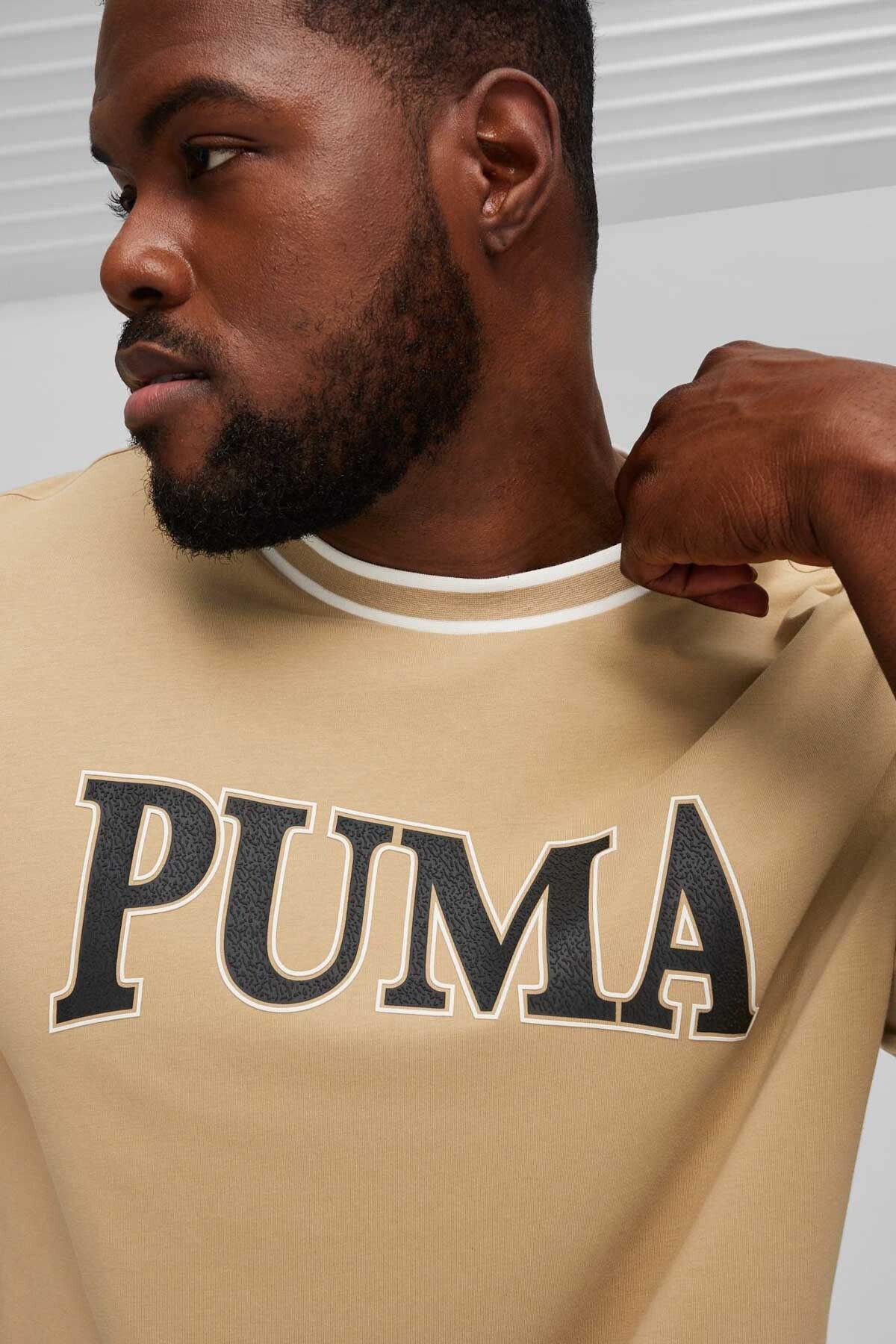 Puma SQUAD Graphic Tee Bej Erkek Kısa Kol T-Shirt