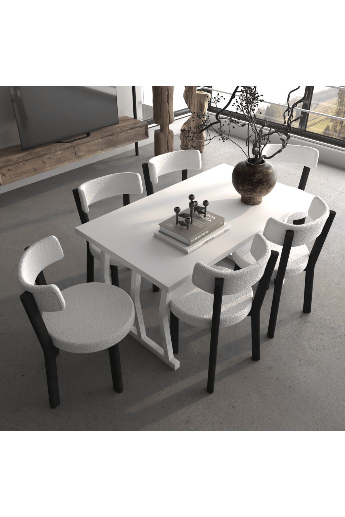 Modev Star Masa Sandalye 80x140 Yemek Masası Mutfak Masası 6 Kişilik Masa Sandalye Takımı