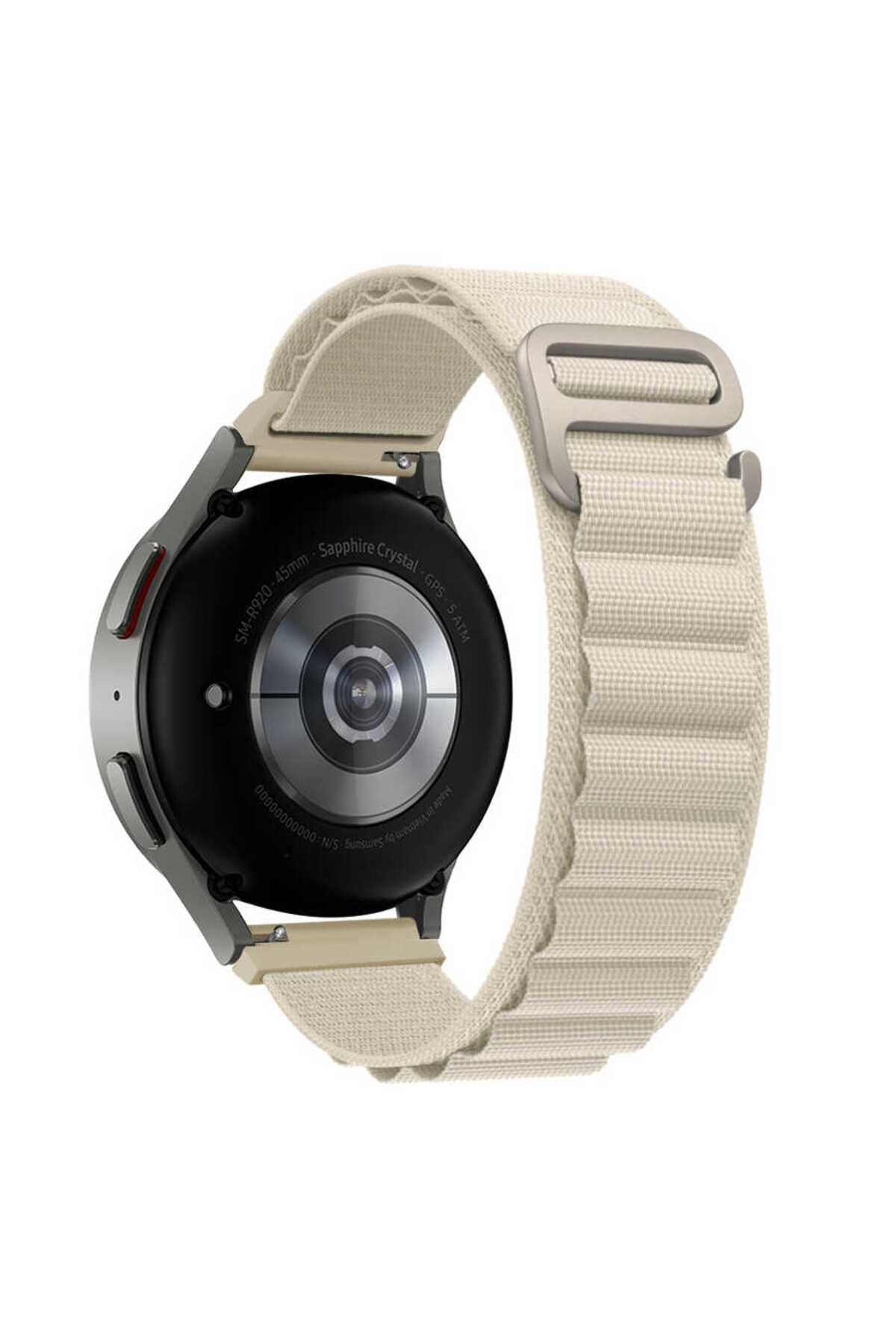 Genel Markalar Galaxy Watch 42mm Uyumlu KRD-74 20mm Hasır Zore Kordon Beyaz