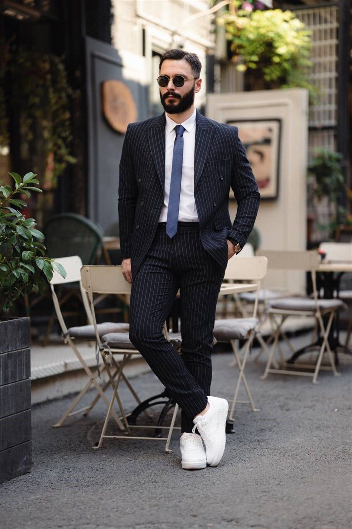 Salihtarzz İtalyan Kesim Kruvaze Erkek Lacivert Takım Elbise - Slım Fıt SD4859