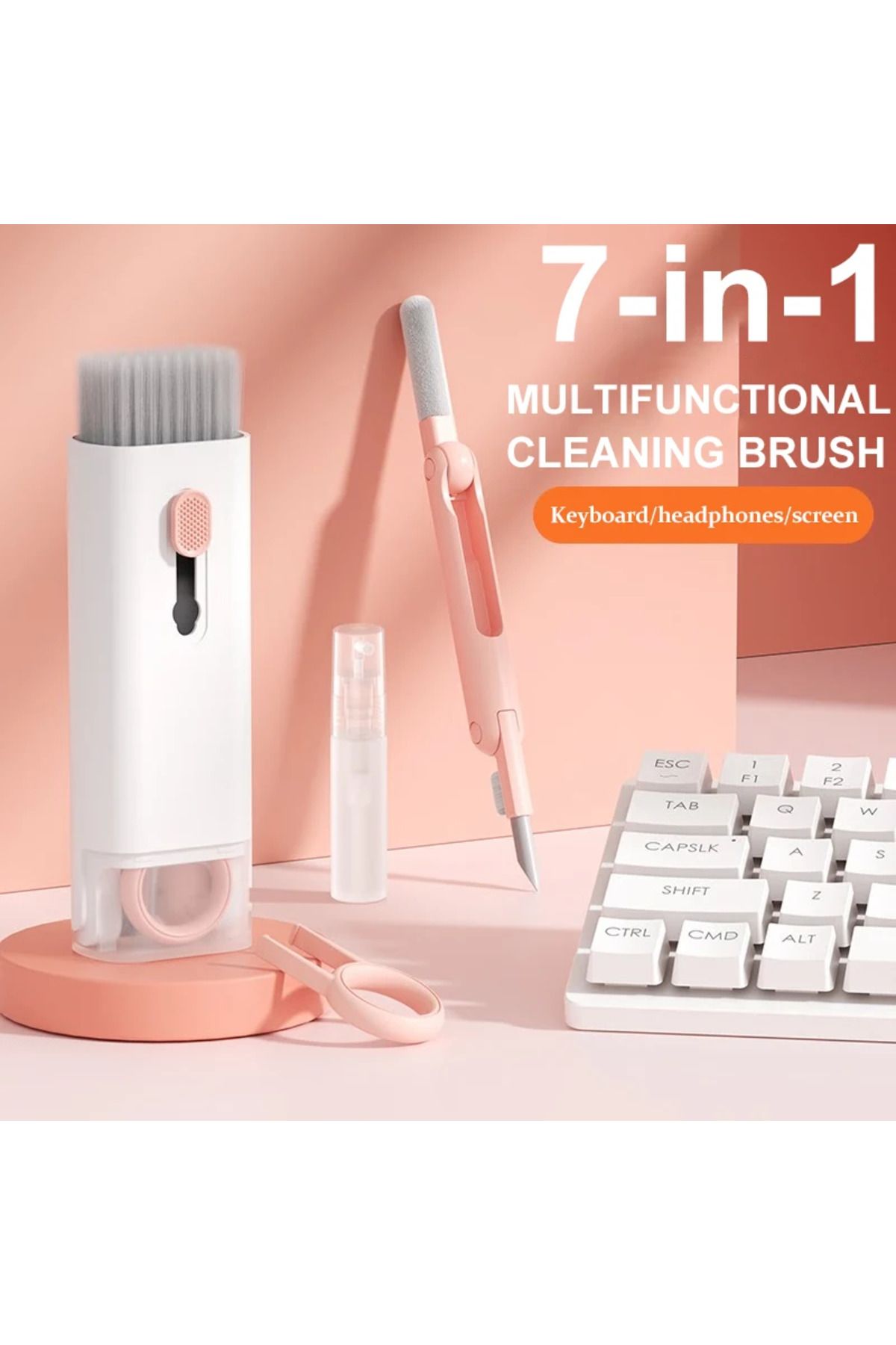 Okalisto 7 In 1 Çok Fonksiyonlu Bilgisayar, Laptop, Klavye, Telefon, Kulaklık Temizleyici Kit Pembe